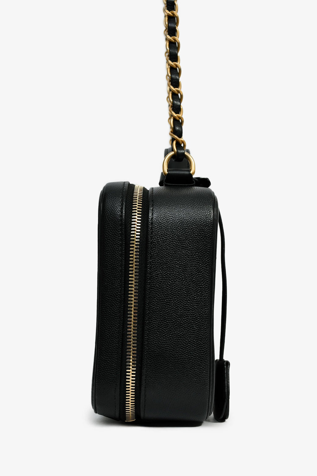 Pre-Loved Chanel™ 2018 Black Caviar Leather Filigree Medium Vanity Case Crossbody