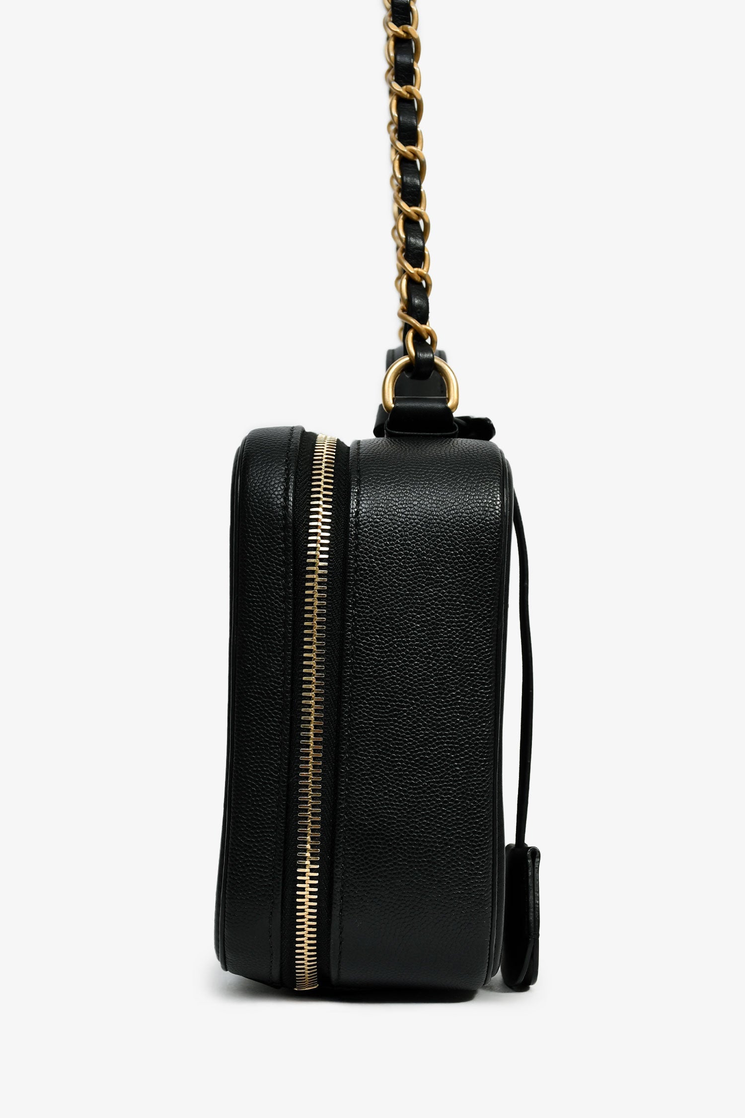 Pre-Loved Chanel™ 2018 Black Caviar Leather Filigree Medium Vanity Case Crossbody