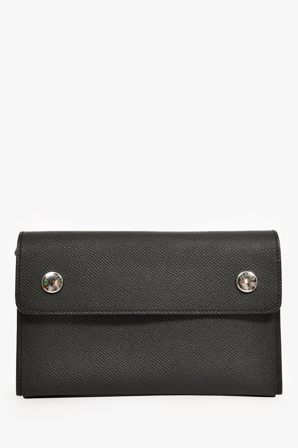 Hermès 2023 Black Epsom Leather 'Hermèsnap' Wallet