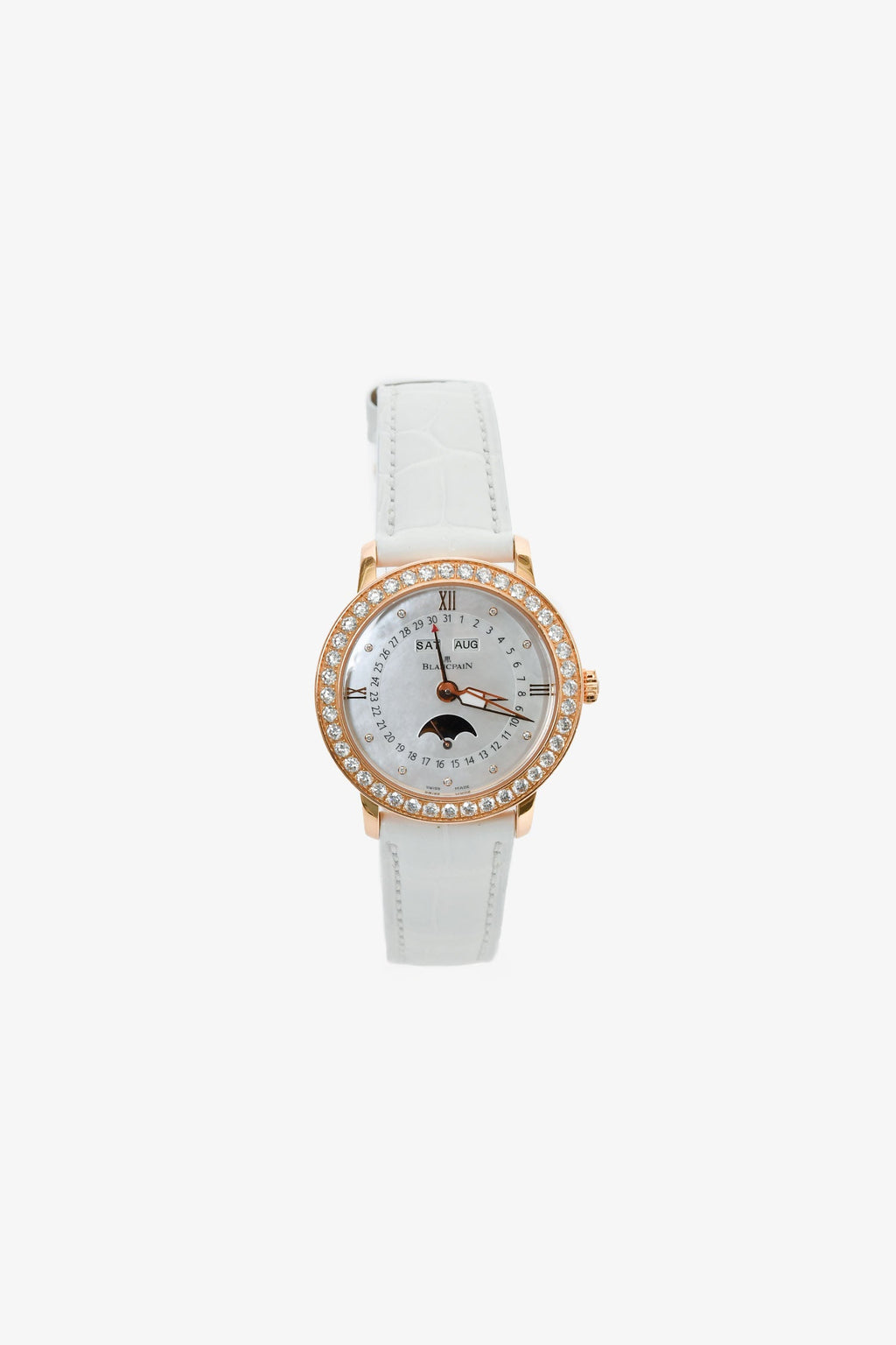 Blancpain 18K Rose Gold/Mother of Pearl/Diamond Set Quantième Complet 35m Watch