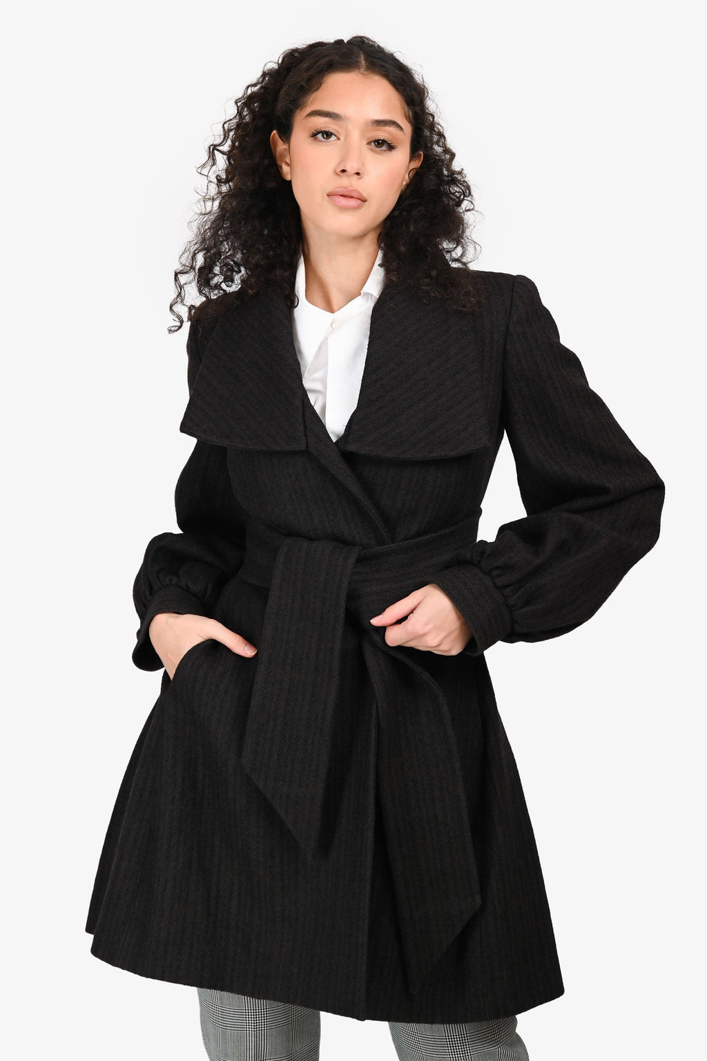 Stella McCartney Brown Wool Blend Wrap Coat Size 36