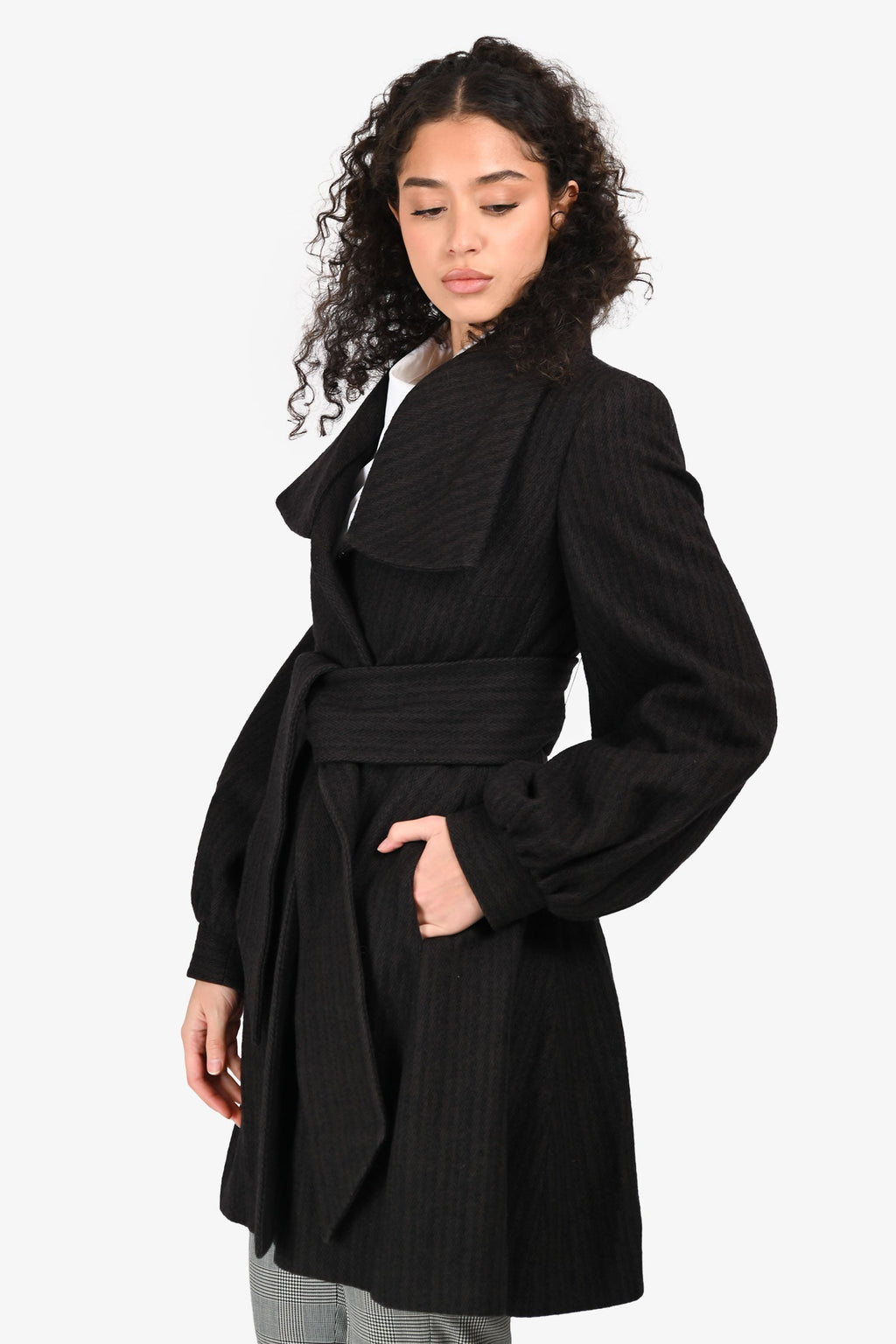 Stella McCartney Brown Wool Blend Wrap Coat Size 36