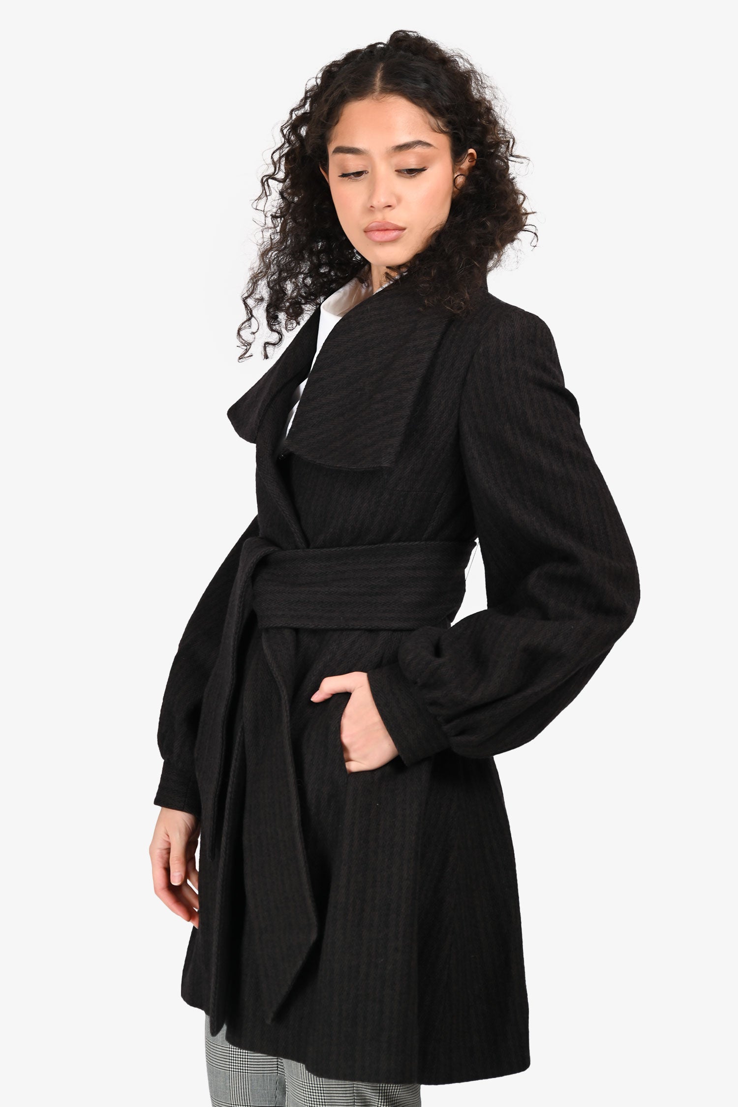 Stella McCartney Brown Wool Blend Wrap Coat Size 36