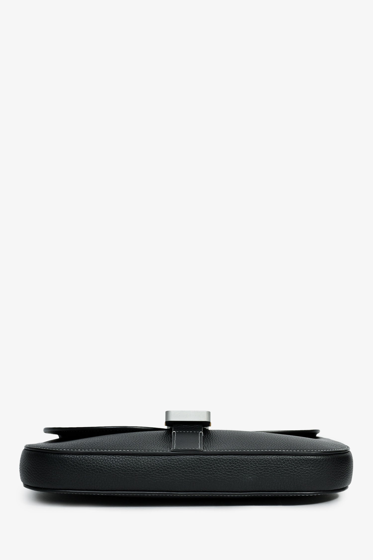 Christian Dior Black Grained Leather Saddle Pouch Mens