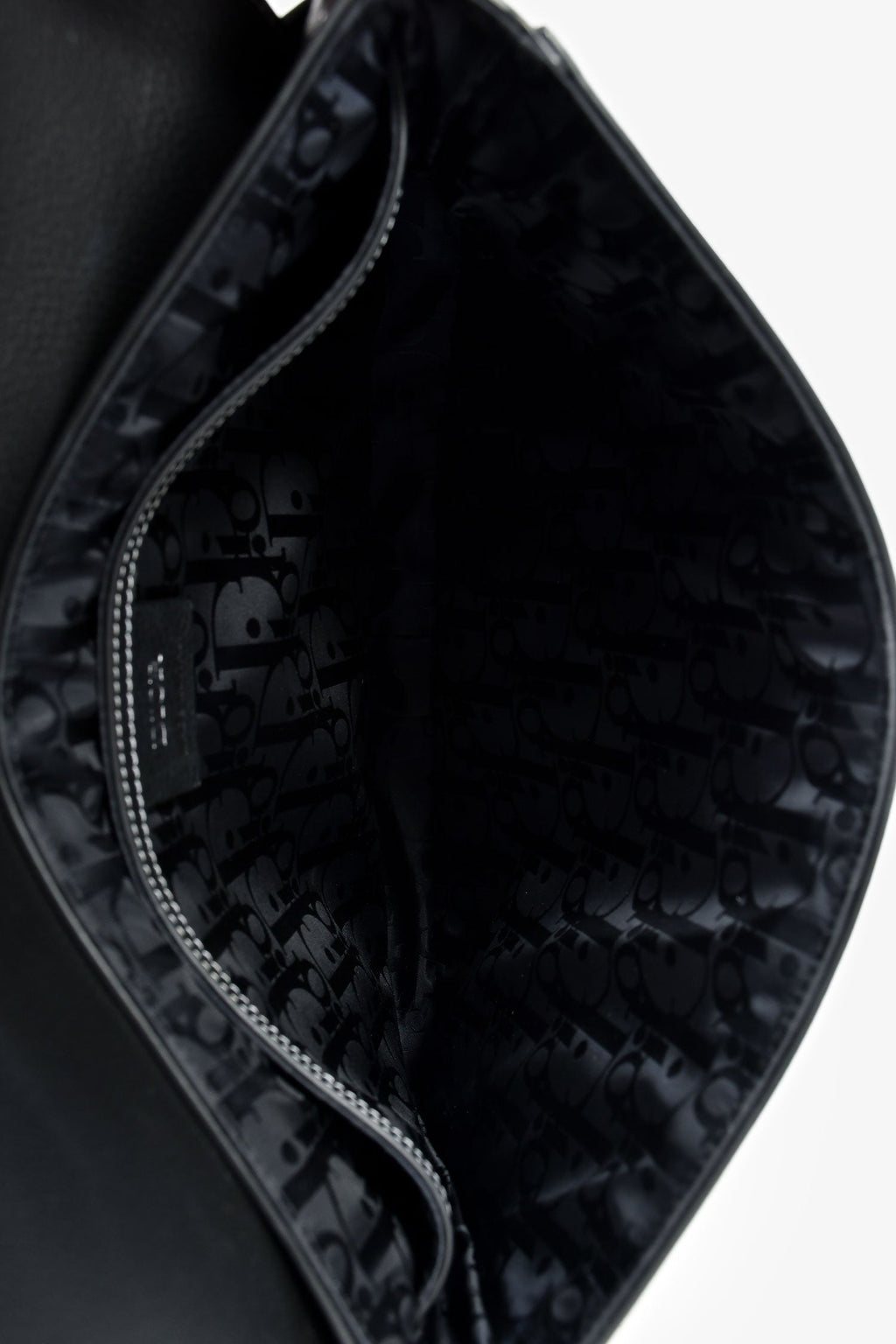 Christian Dior Black Grained Leather Saddle Pouch Mens