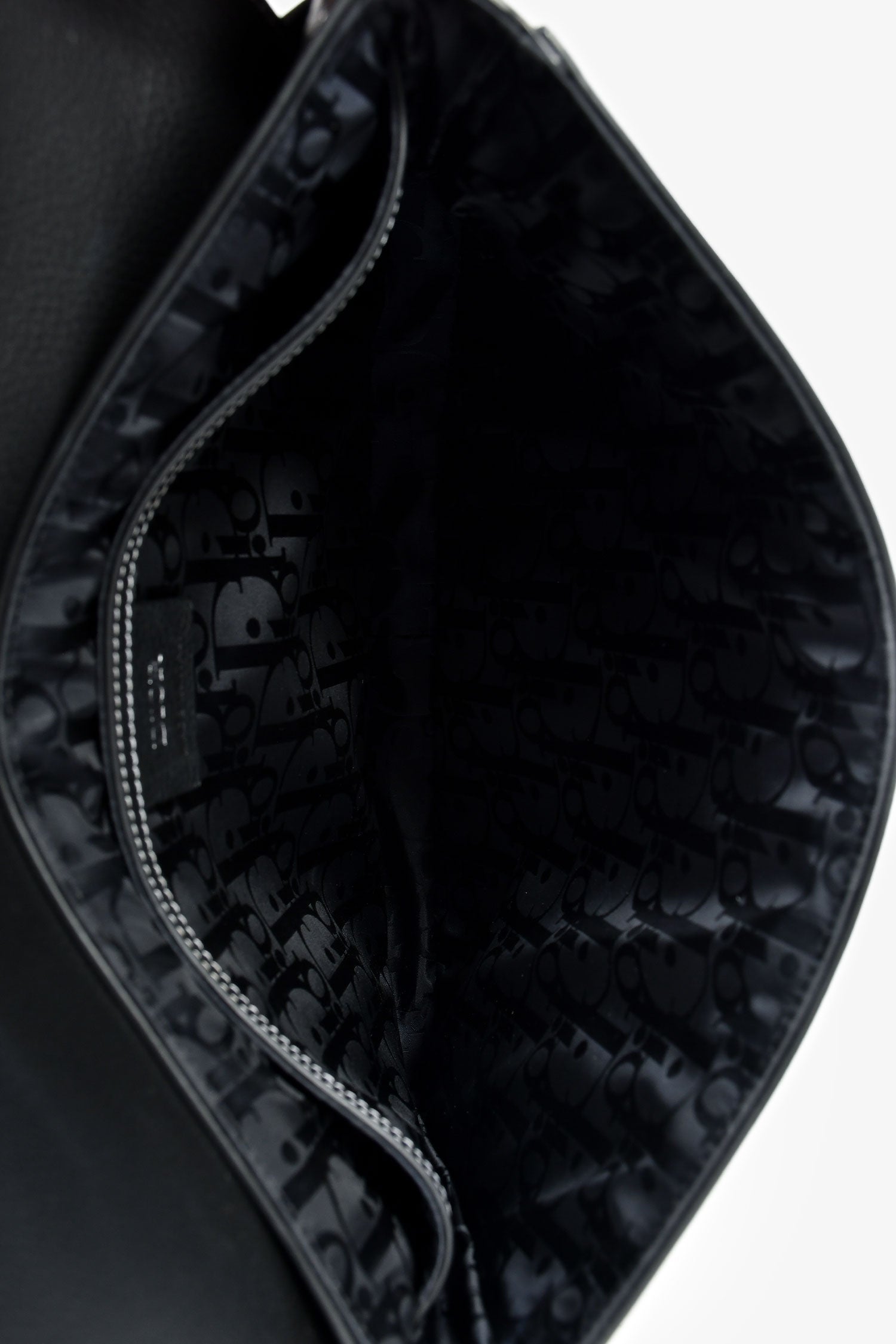 Christian Dior Black Grained Leather Saddle Pouch Mens