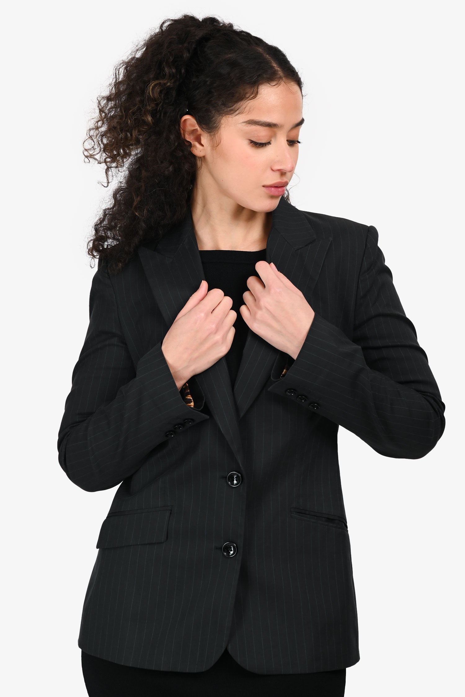 D&G Dolce & Gabbana Grey/Blue Pinstriped Blazer Size 42