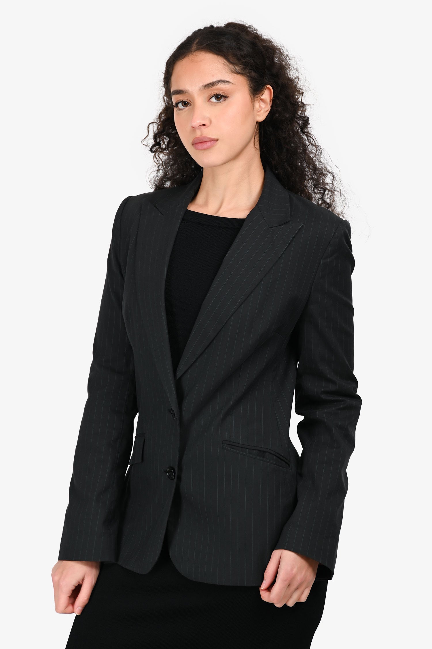 D&G Dolce & Gabbana Grey/Blue Pinstriped Blazer Size 42