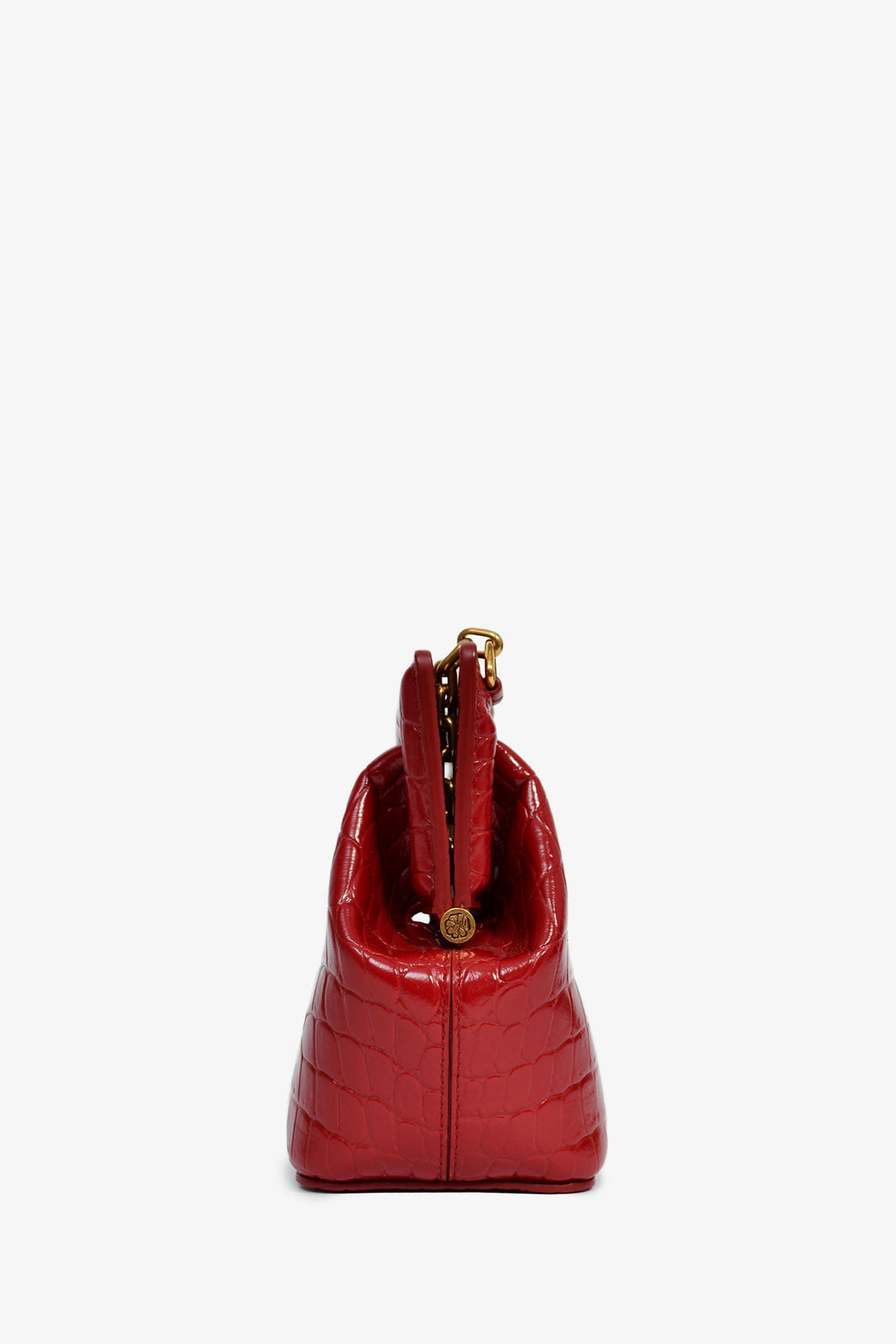 Alexander McQueen Red Croc Effect Leather Chain Crossbody