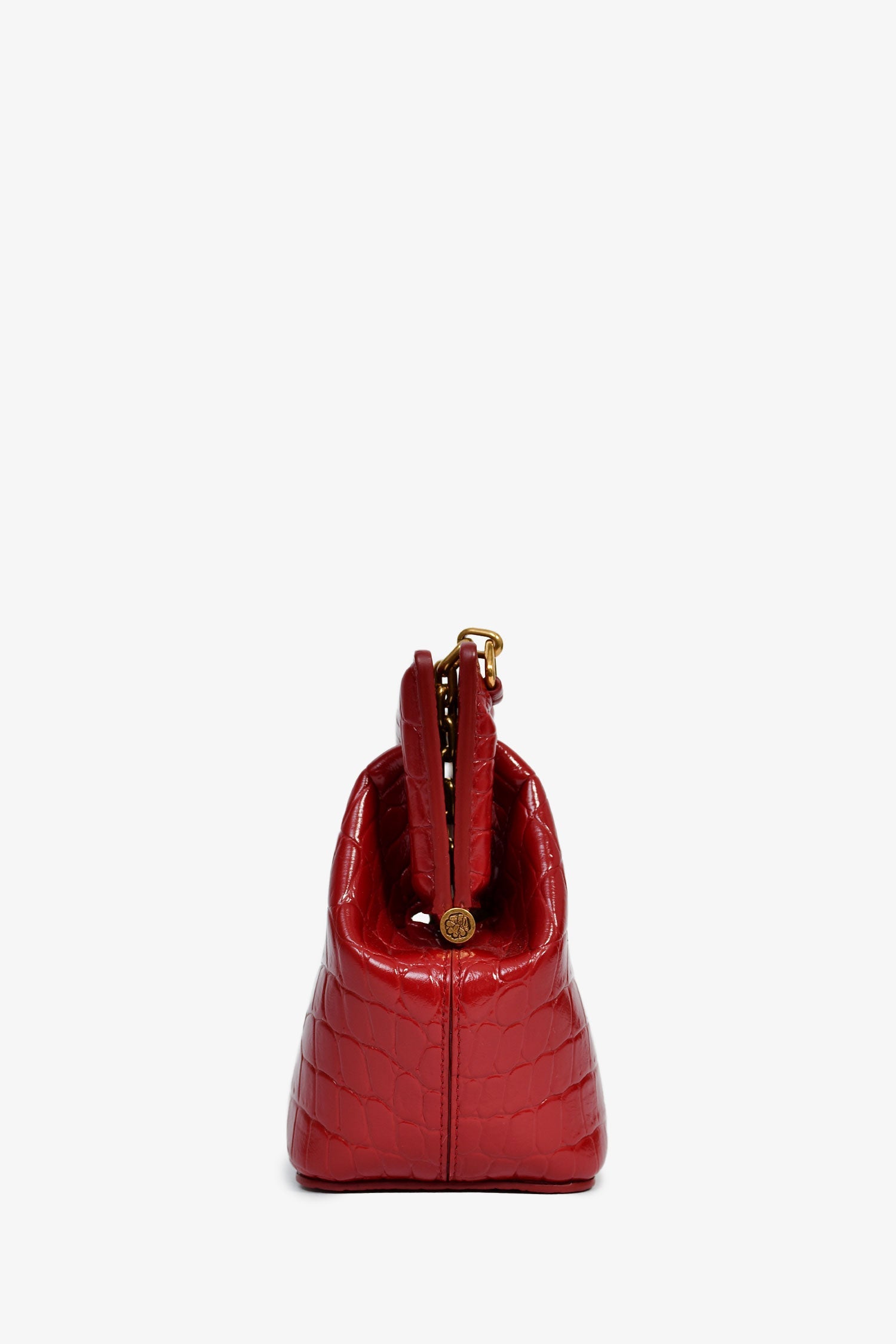 Alexander McQueen Red Croc Effect Leather Chain Crossbody