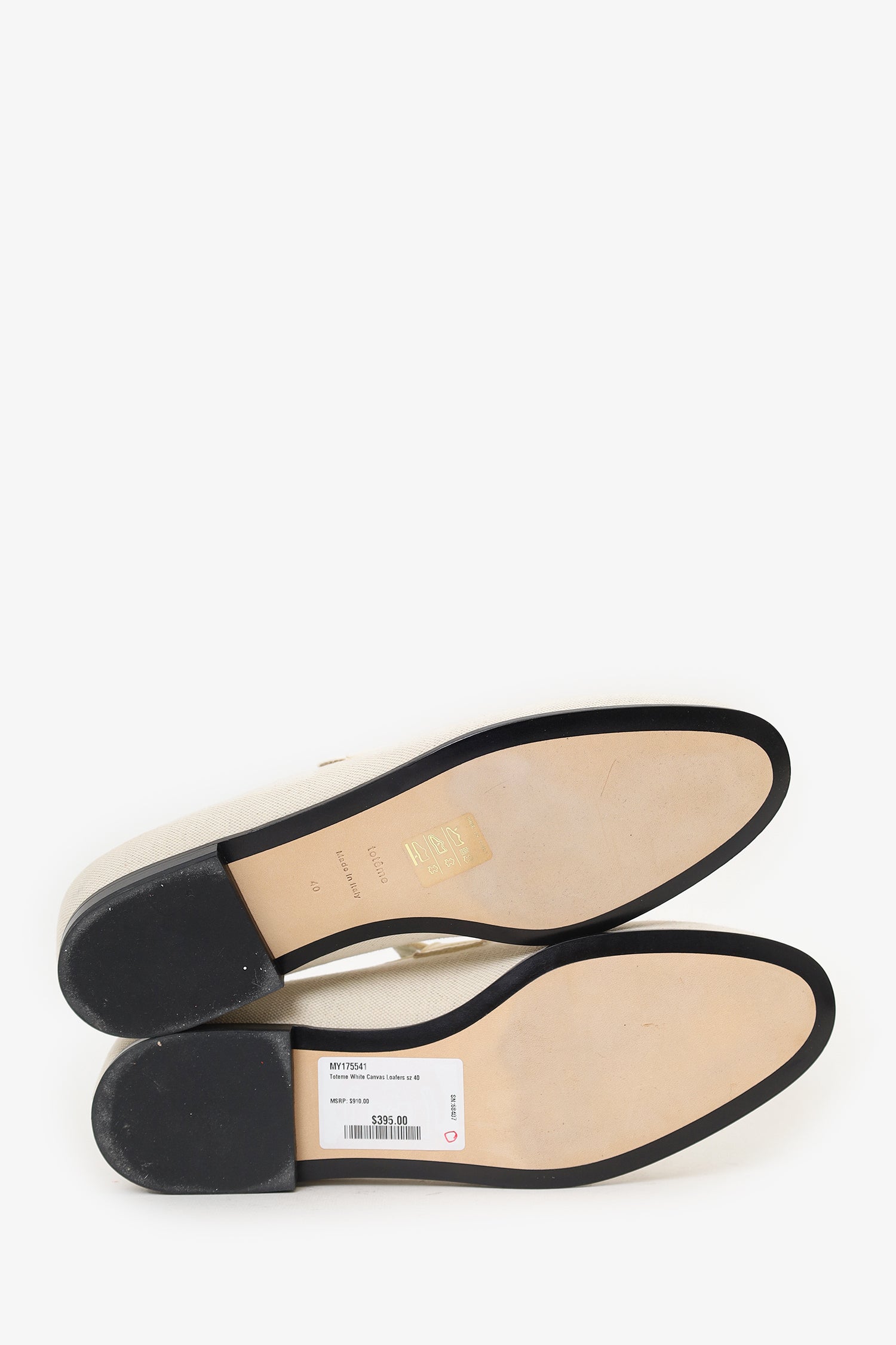 Toteme White Canvas Loafers Size 40