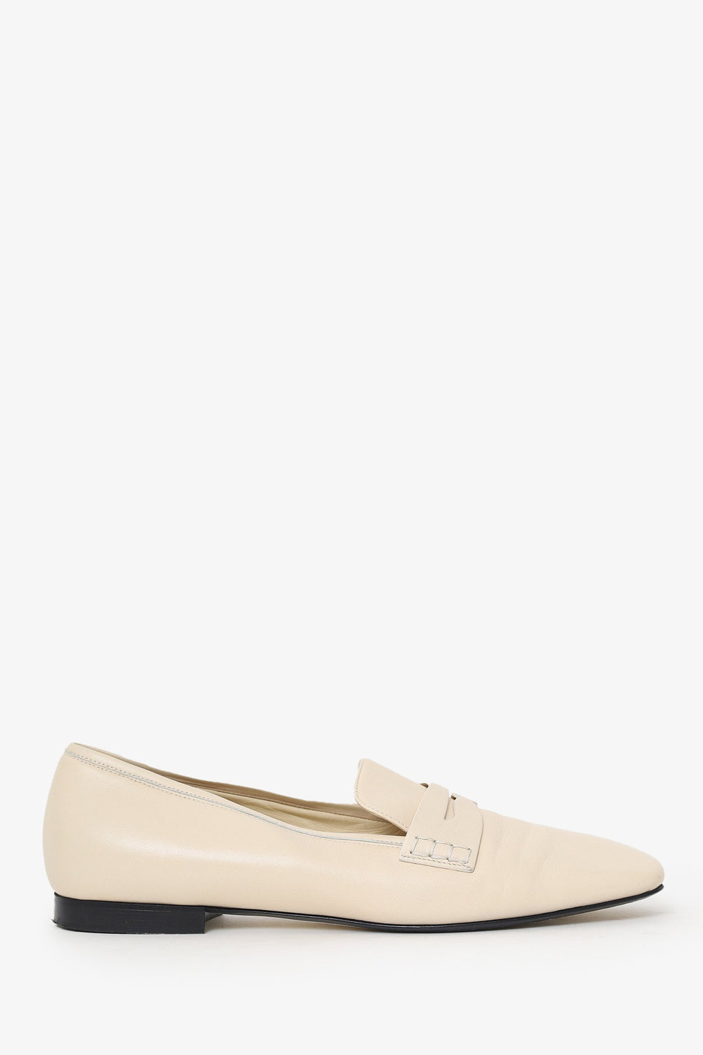 Khaite Cream Leather Square Toe Flats Size 41