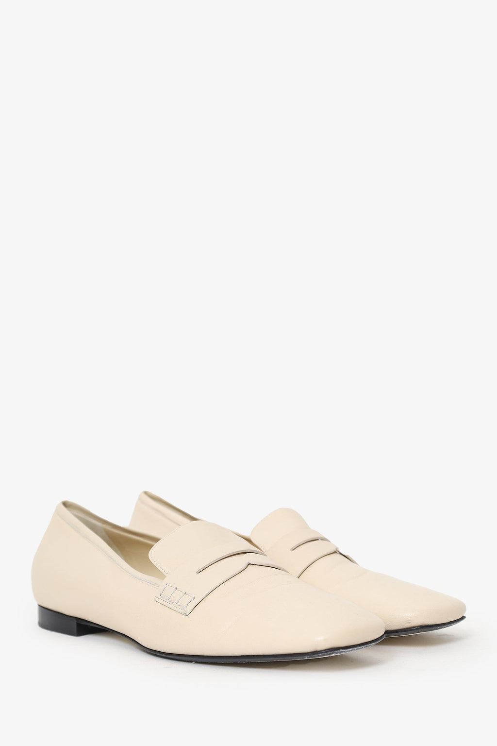 Khaite Cream Leather Square Toe Flats Size 41