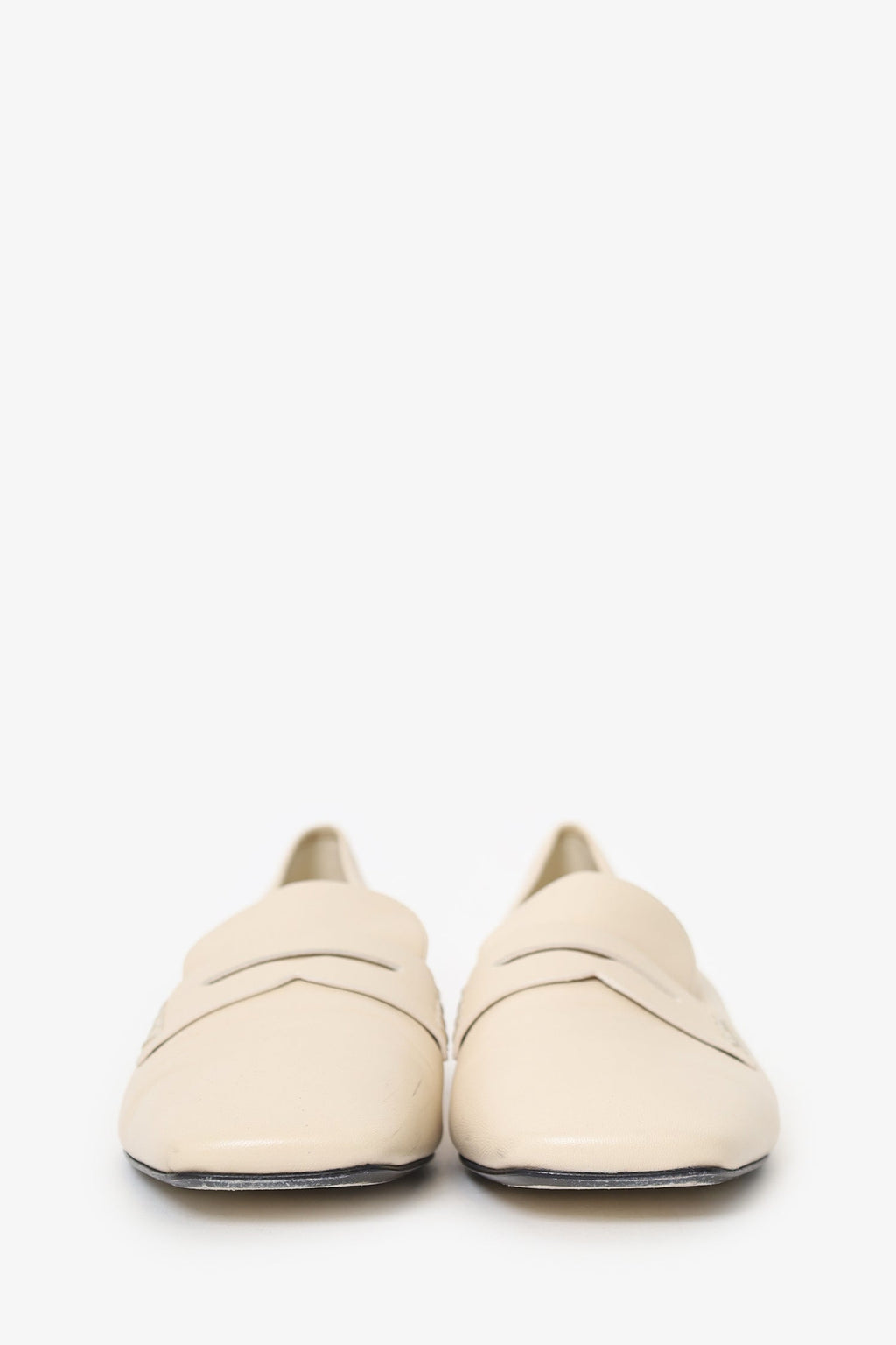 Khaite Cream Leather Square Toe Flats Size 41