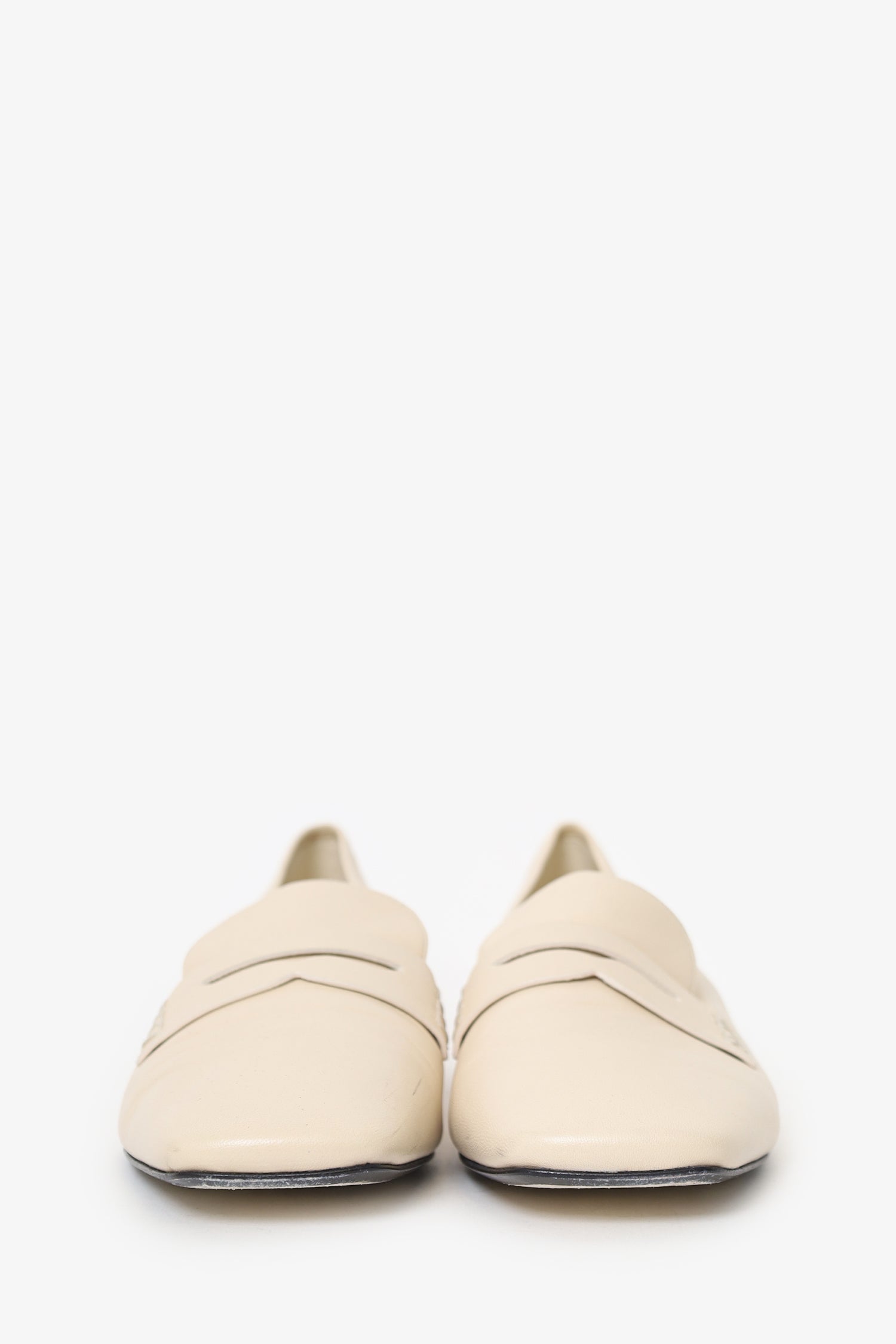 Khaite Cream Leather Square Toe Flats Size 41