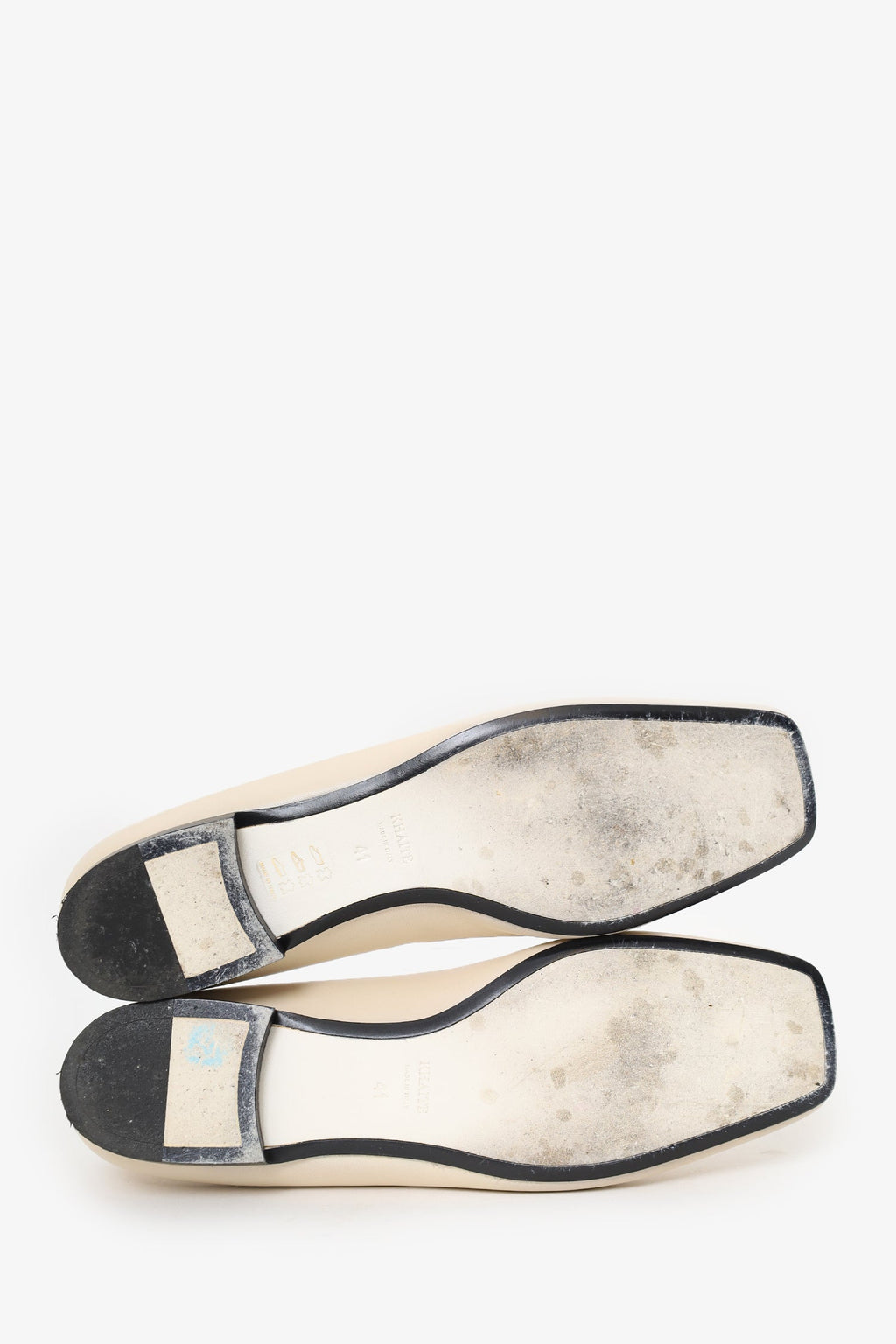 Khaite Cream Leather Square Toe Flats Size 41
