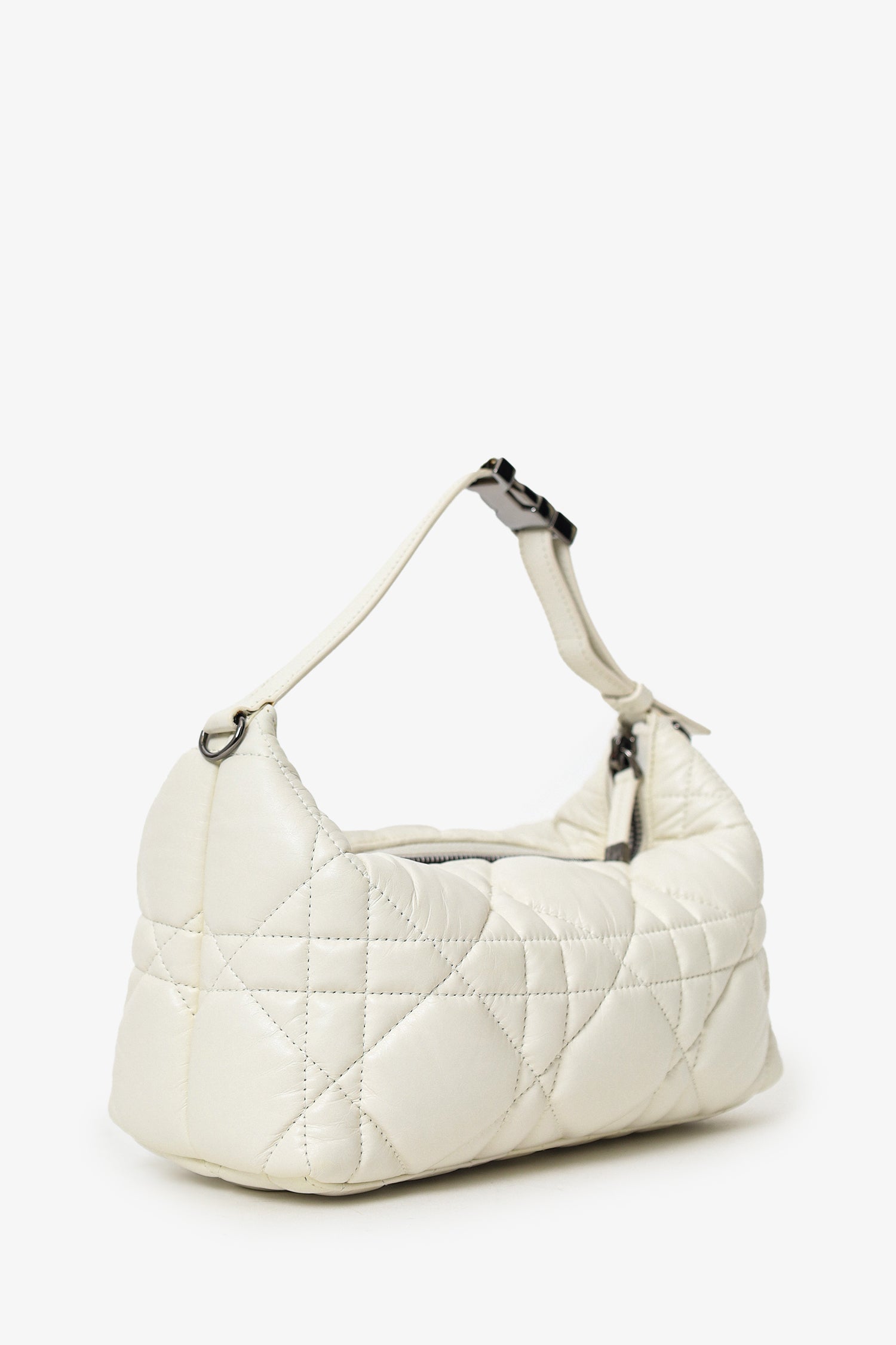 Christian Dior 2022 White Calfskin Macrocannage Medium Diortravel Nomad Pouch