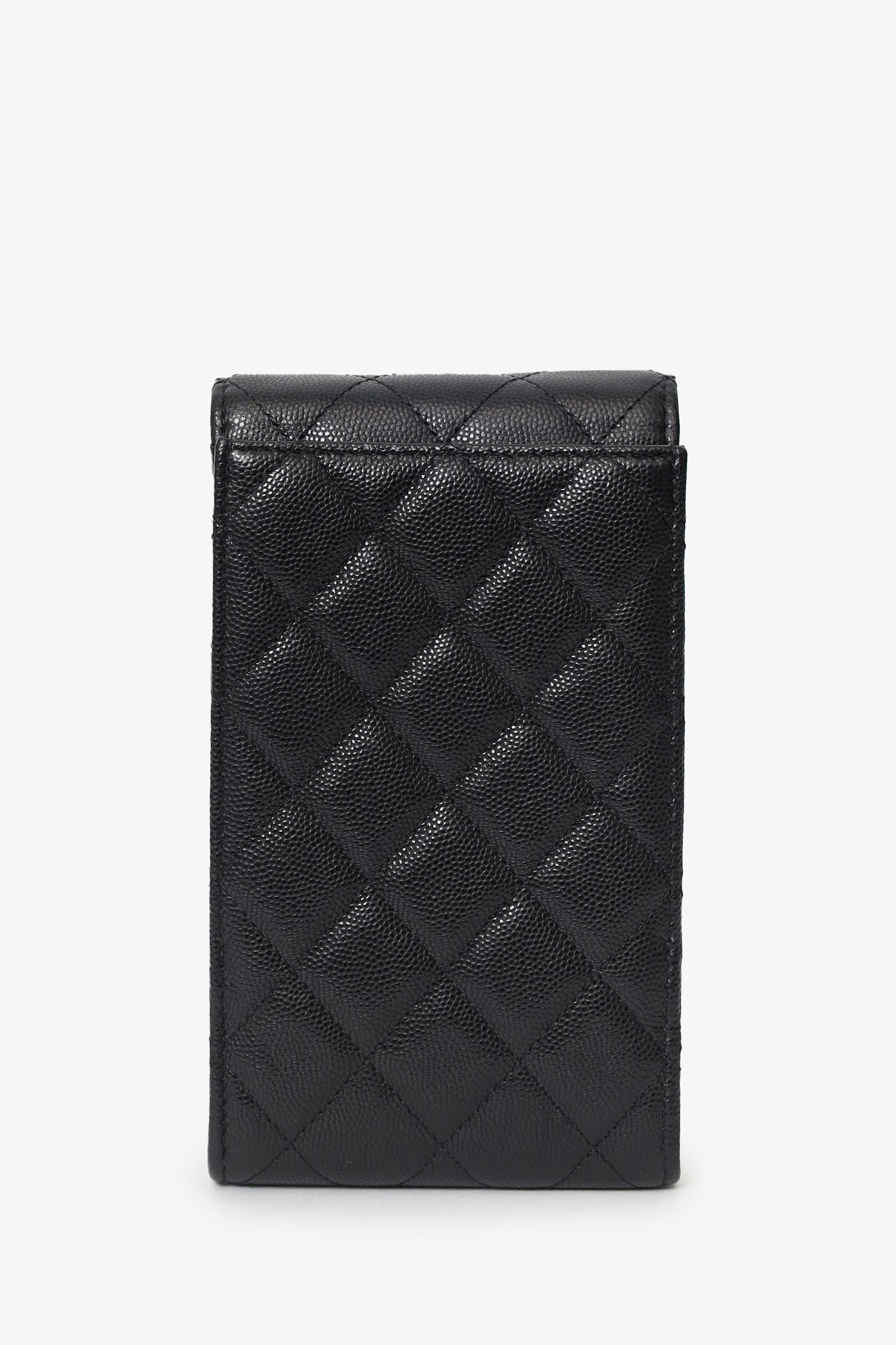 Pre-Loved Chanel™ 2023 Black Quilted Caviar Leather CC Medallion Chain Phone Bag
