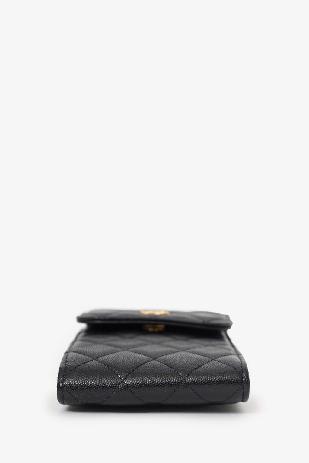 Pre-Loved Chanel™ 2023 Black Quilted Caviar Leather CC Medallion Chain Phone Bag