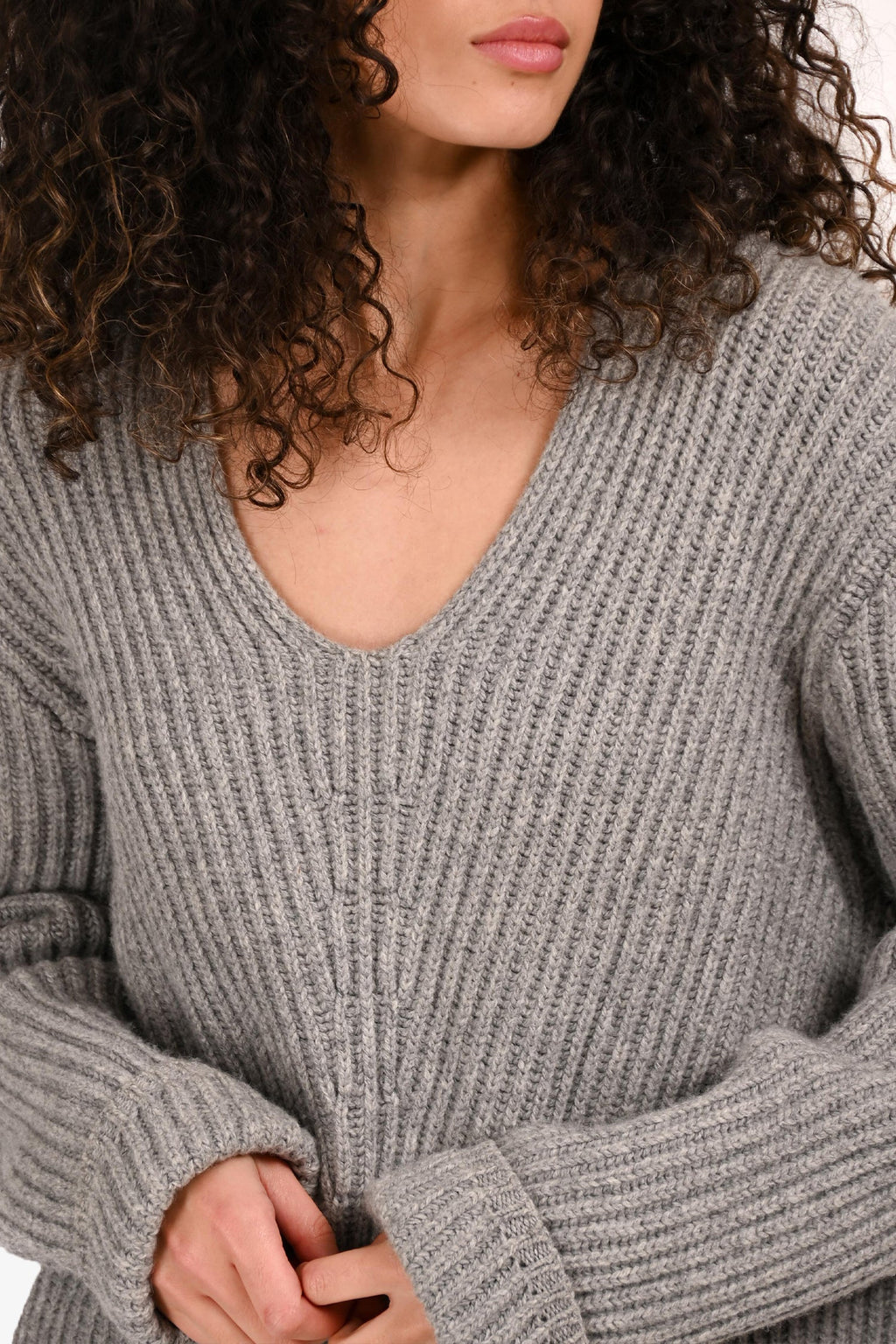 Acne Studios Grey Wool Long Sleeve Oversized Sweater Size M