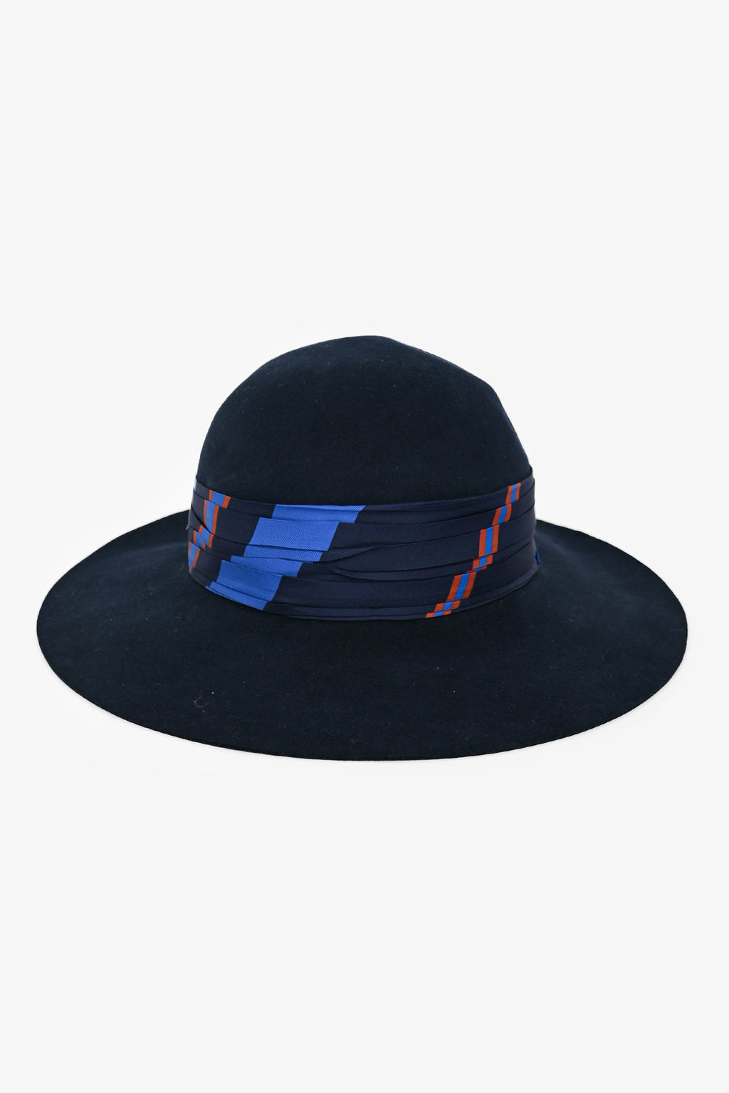Hermès Navy Silk Scarf Embellished Hat Size 58