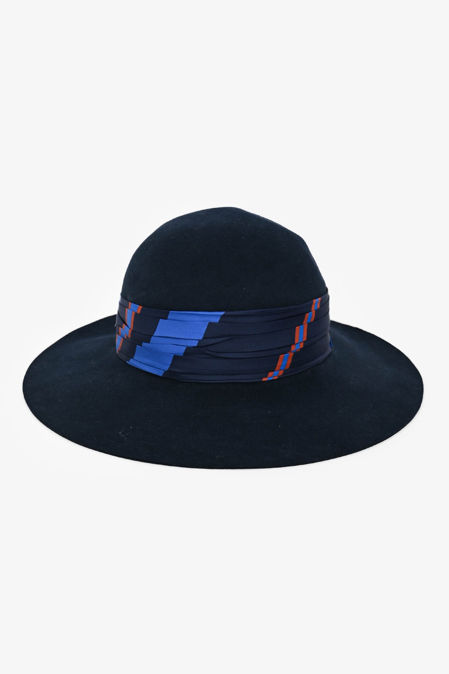Hermès Navy Silk Scarf Embellished Hat Size 58
