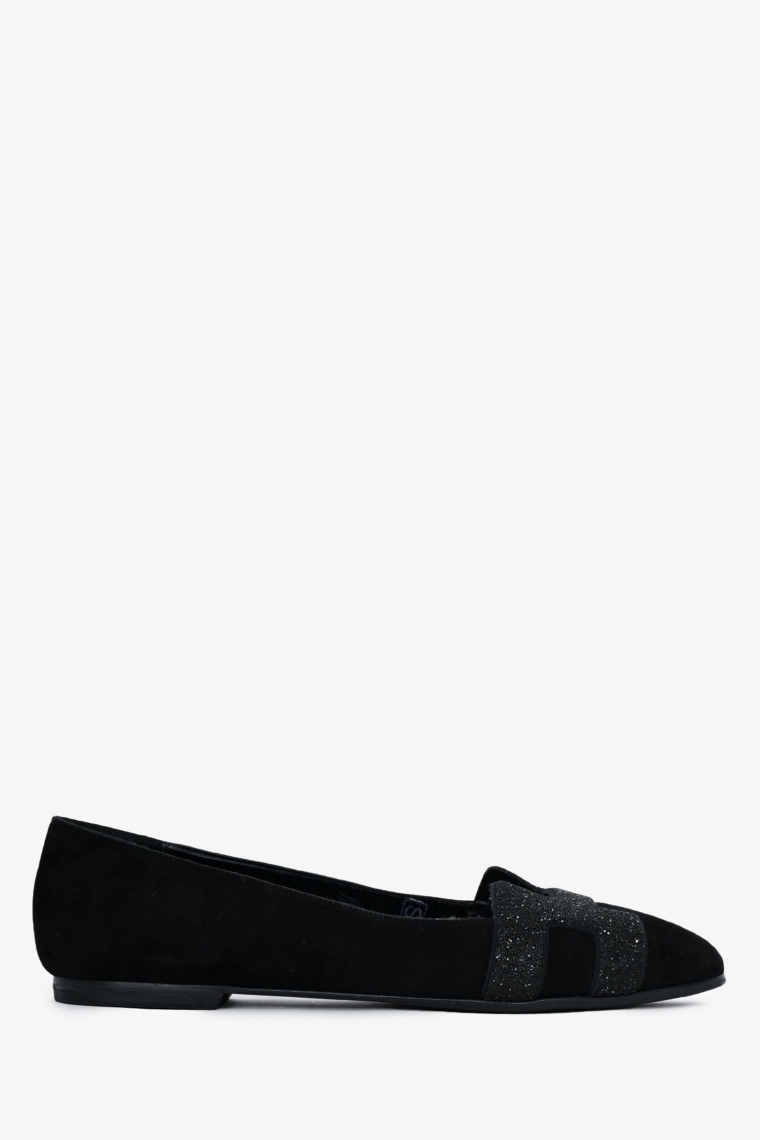 Hermès Black Suede Leather Crystal Embellished H Logo Nice Flats Size 40