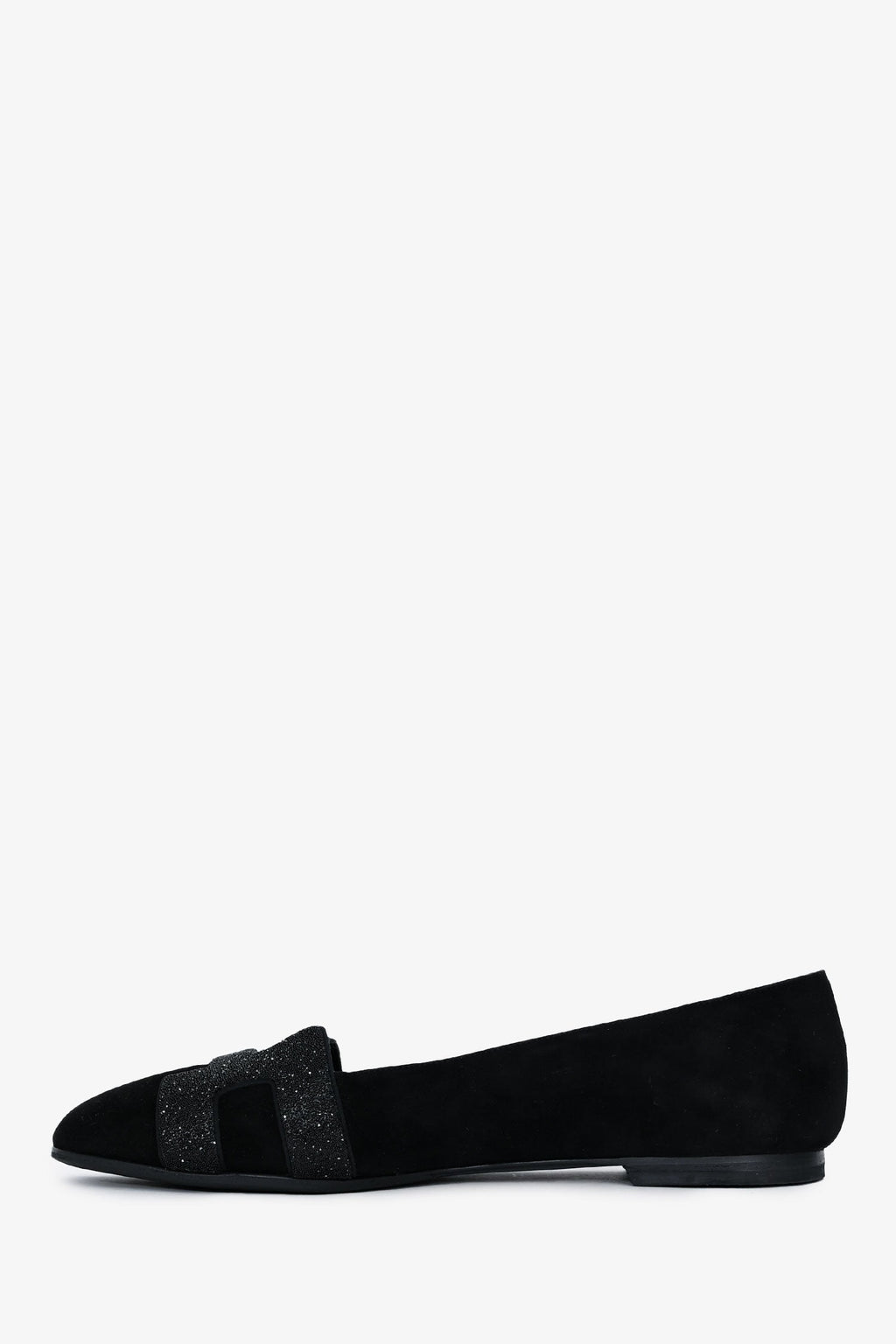 Hermès Black Suede Leather Crystal Embellished H Logo Nice Flats Size 40