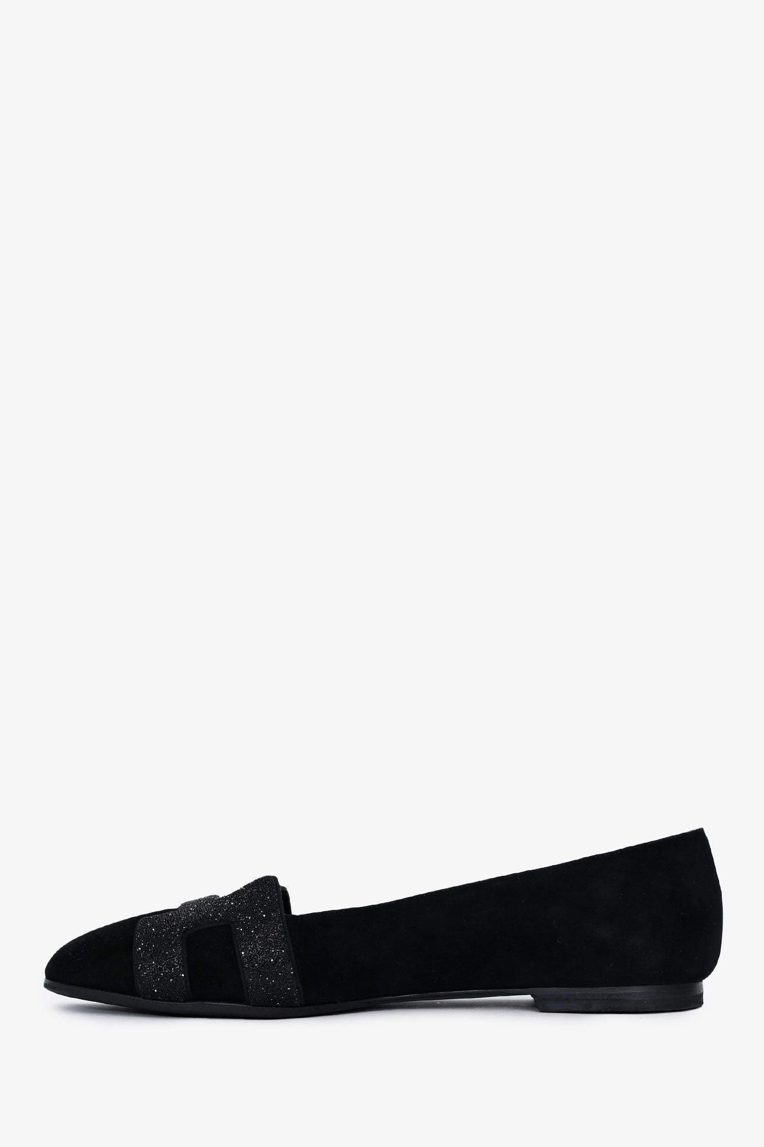 Hermès Black Suede Leather Crystal Embellished H Logo Nice Flats Size 40