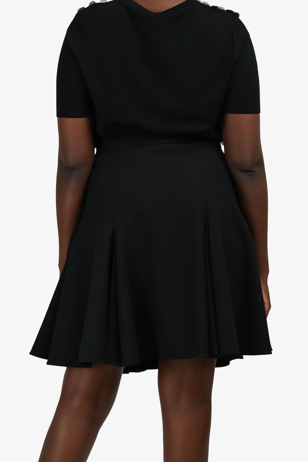 Red Valentino Black Wool Midi Skirt Size 46 IT