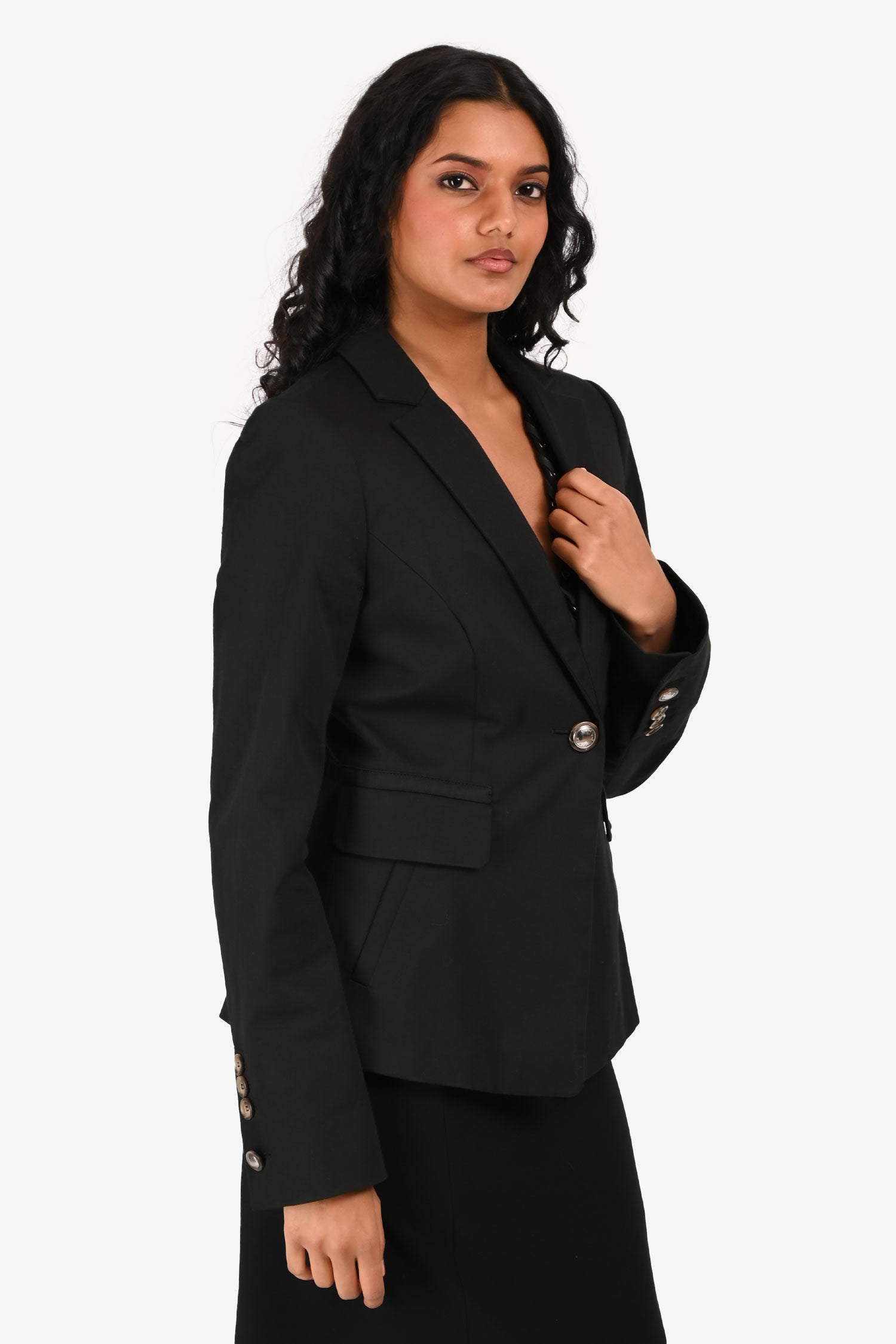 SportMax Code Black Single Button Shoulder Padded Blazer Size 6 US