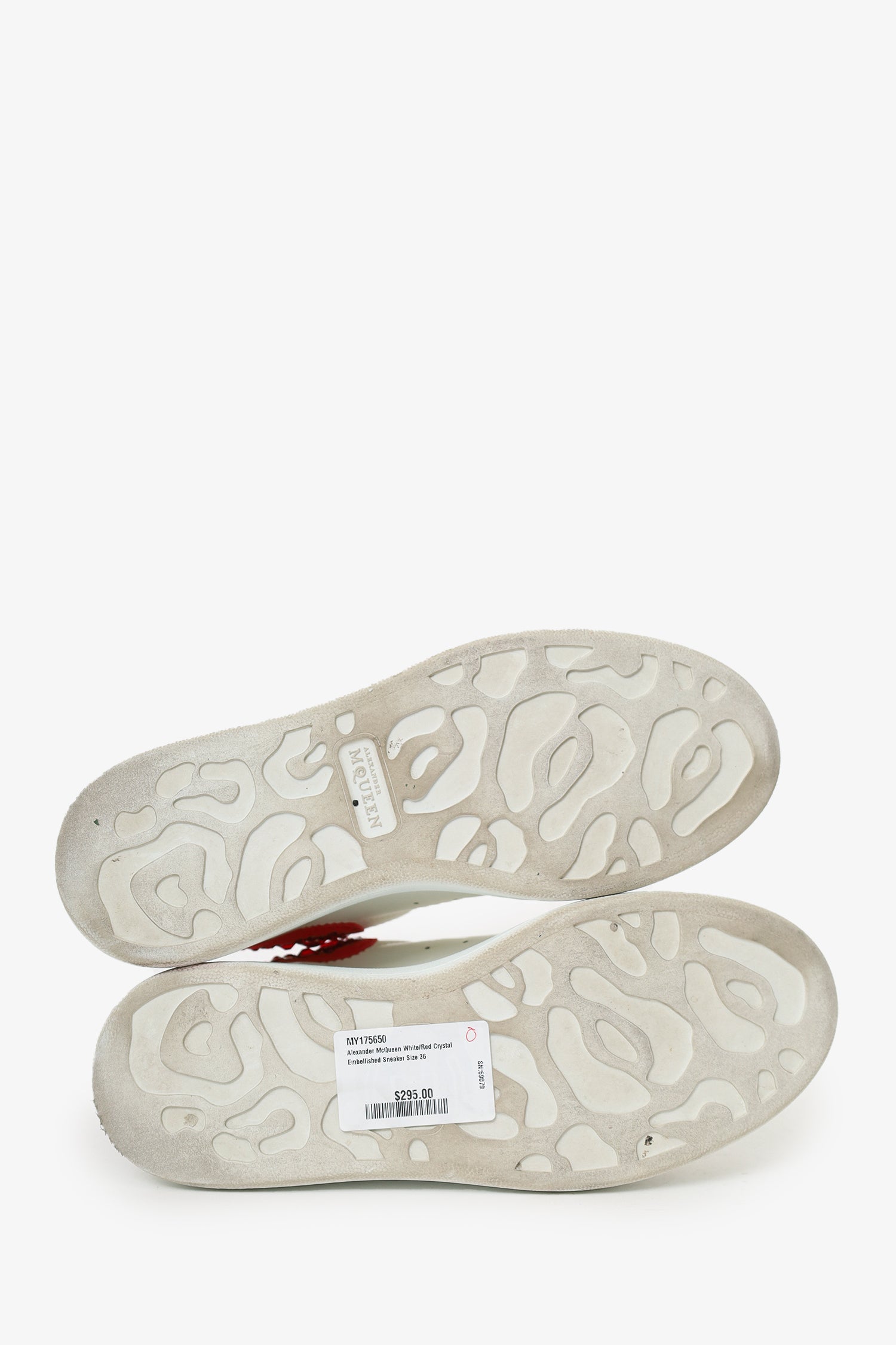 Alexander McQueen White/Red Crystal Embellished Sneaker Size 36