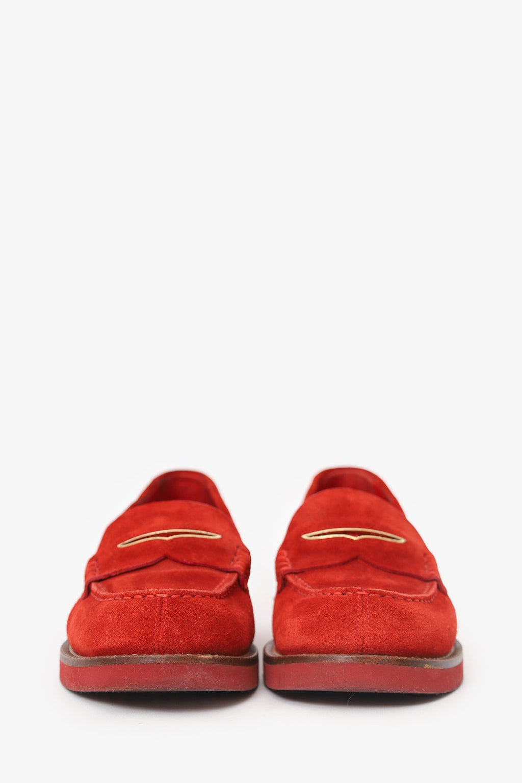 Louis Vuitton Red Suede Penny Loafer Size 36.5