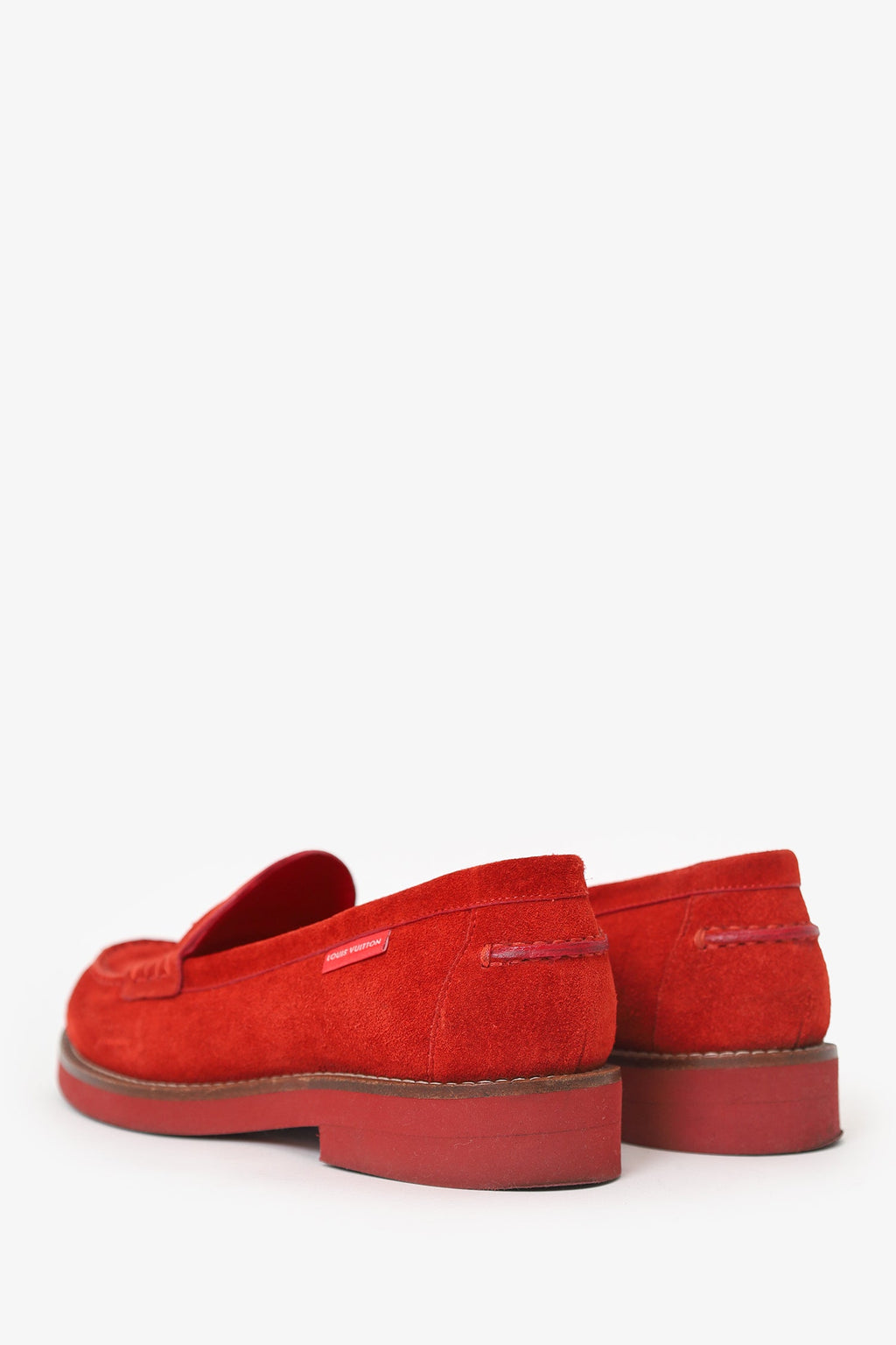 Louis Vuitton Red Suede Penny Loafer Size 36.5