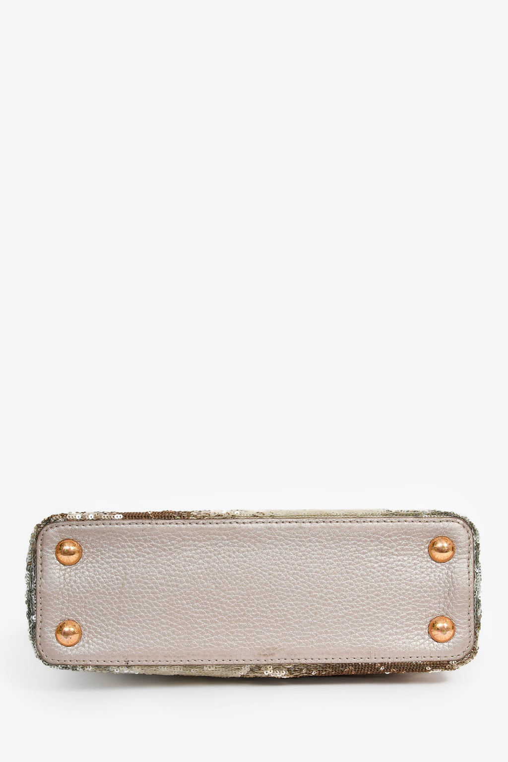 Louis Vuitton 2015 Beige Metallic Sequins Taurillon Capucines BB With Strap