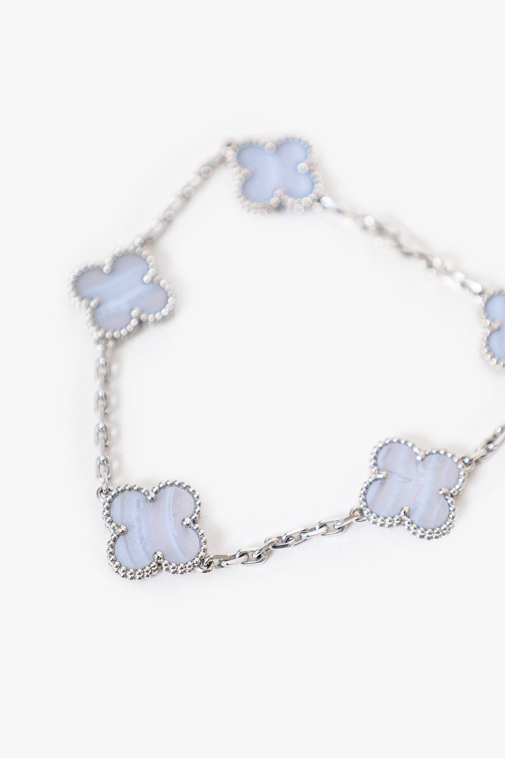 Van Cleef & Arpels Rhodium-Plated 18K White Gold Vintage Alhambra 5 Motif Bracelet