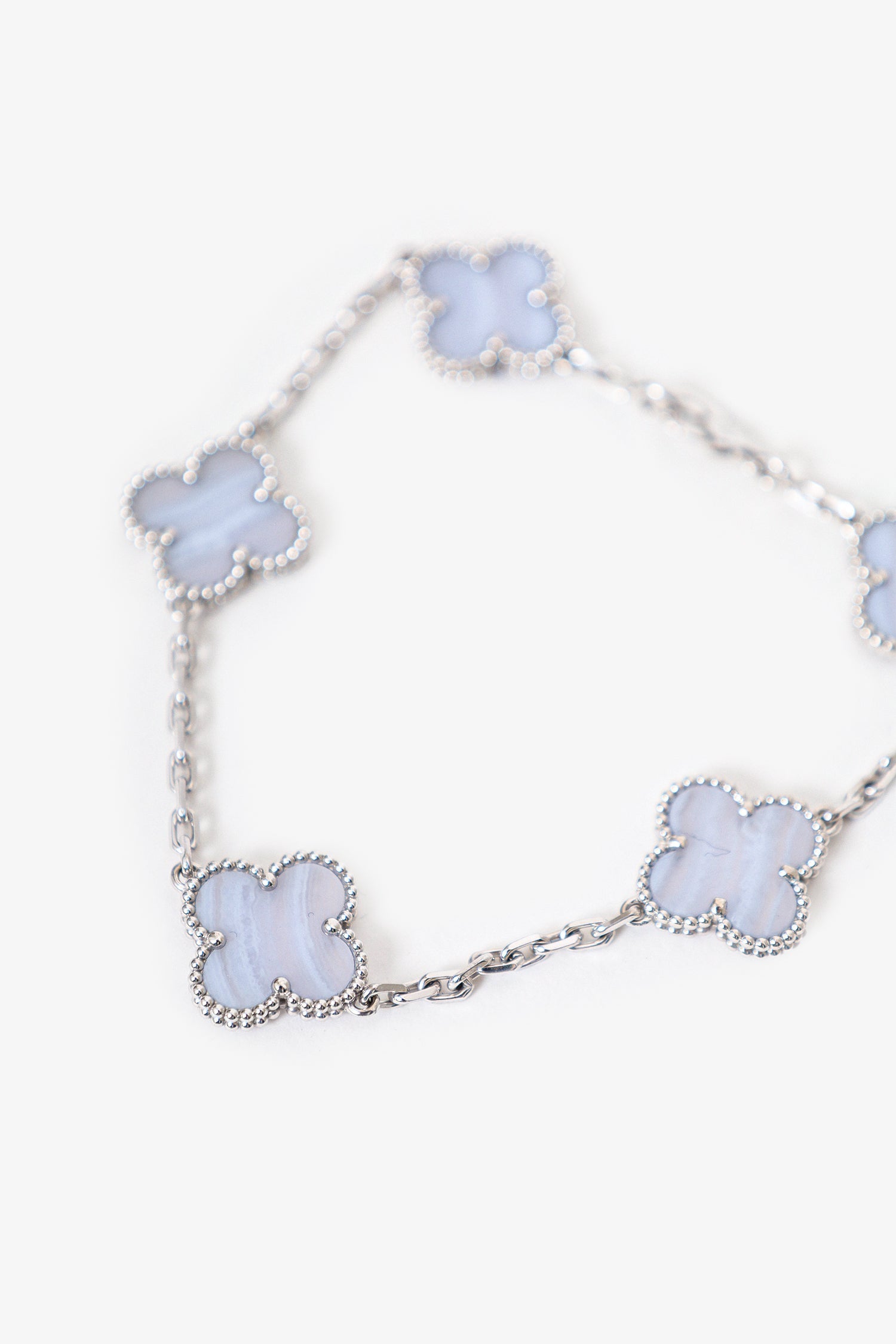 Van Cleef & Arpels Rhodium-Plated 18K White Gold Vintage Alhambra 5 Motif Bracelet