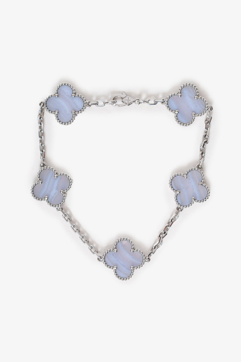 Van Cleef & Arpels Rhodium-Plated 18K White Gold Vintage Alhambra 5 Motif Bracelet