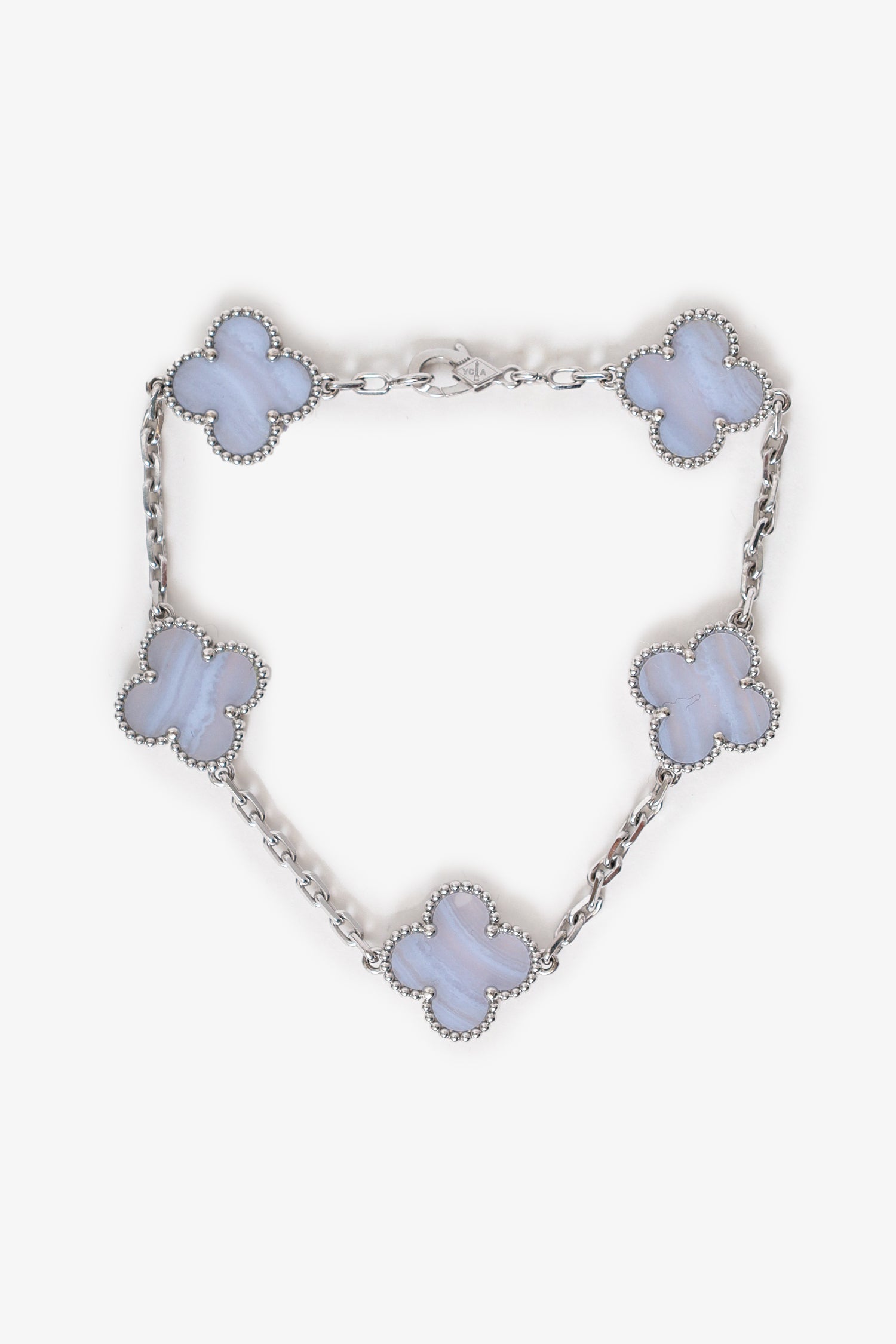 Van Cleef & Arpels Rhodium-Plated 18K White Gold Vintage Alhambra 5 Motif Bracelet