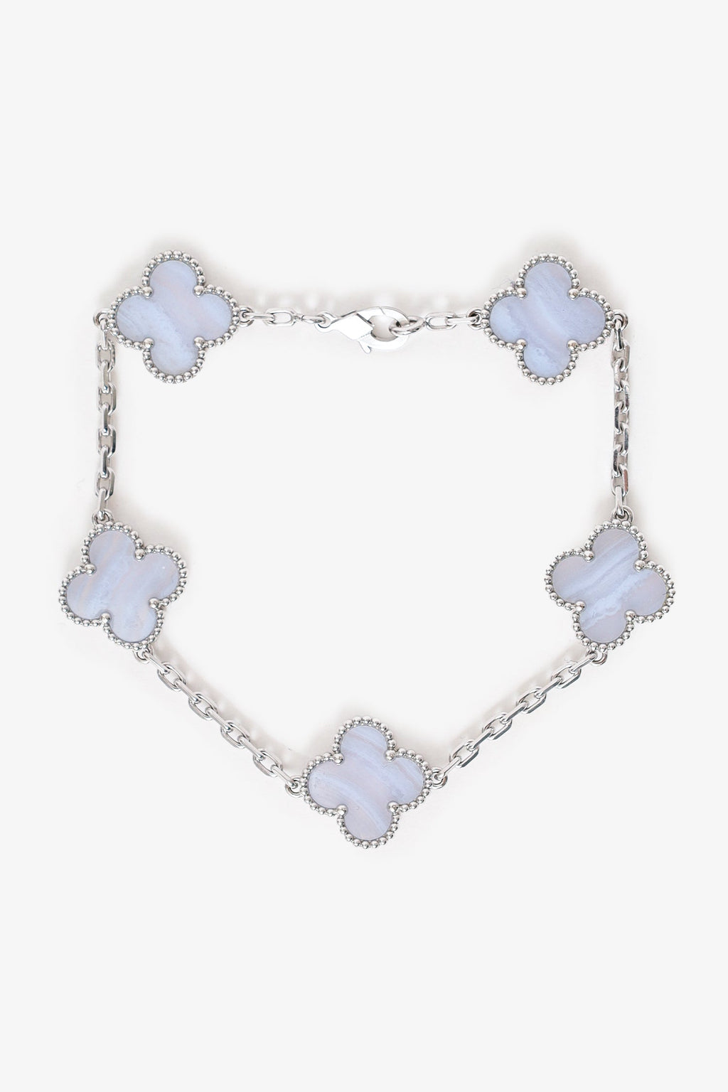 Van Cleef & Arpels Rhodium-Plated 18K White Gold Vintage Alhambra 5 Motif Bracelet