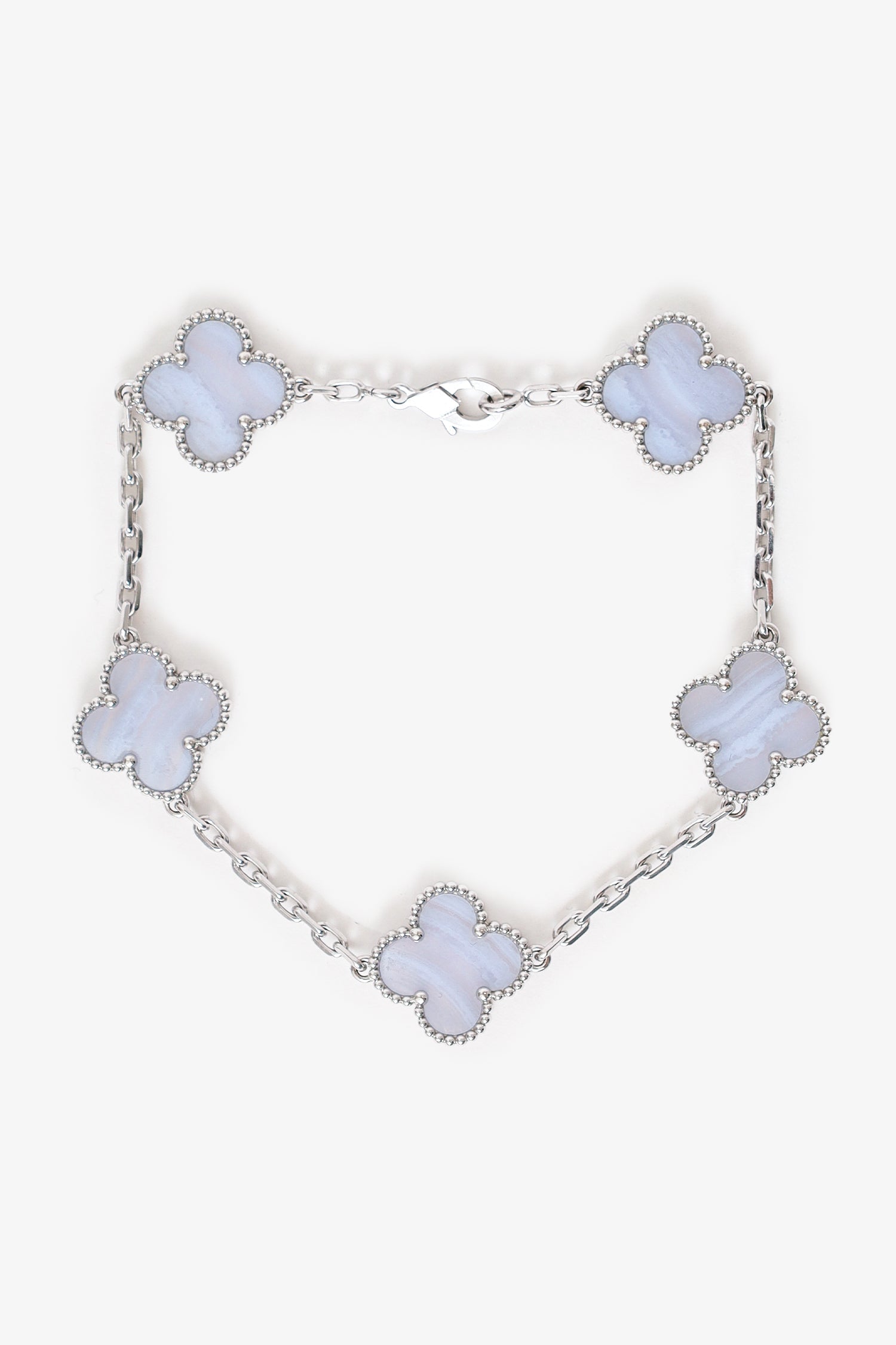 Van Cleef & Arpels Rhodium-Plated 18K White Gold Vintage Alhambra 5 Motif Bracelet
