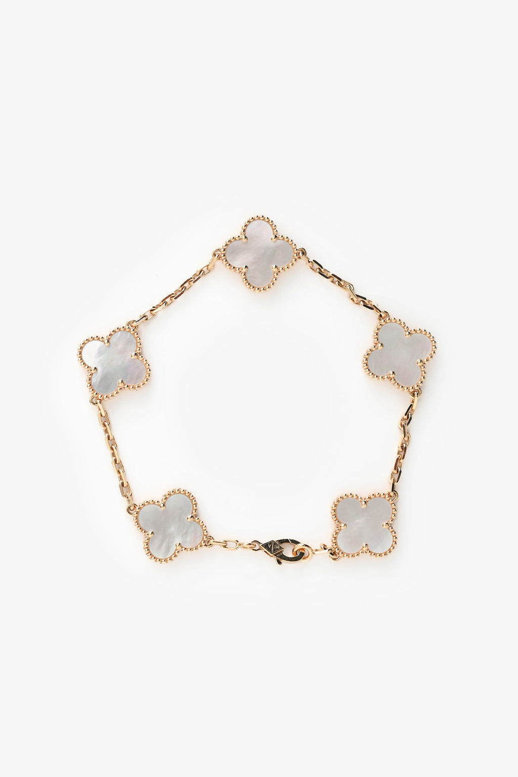 Van Cleef & Arpels 18k Yellow Gold Vintage Alhambra 5 Motif Bracelet