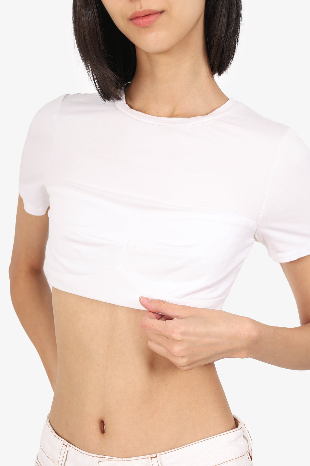 Saloni White Cropped T-Shirt Size 2