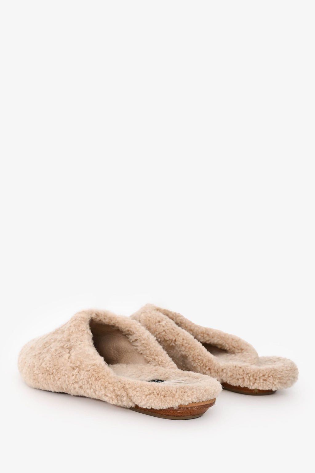 Eileen Fisher Cream Shaggy Shearling Slippers Size 11