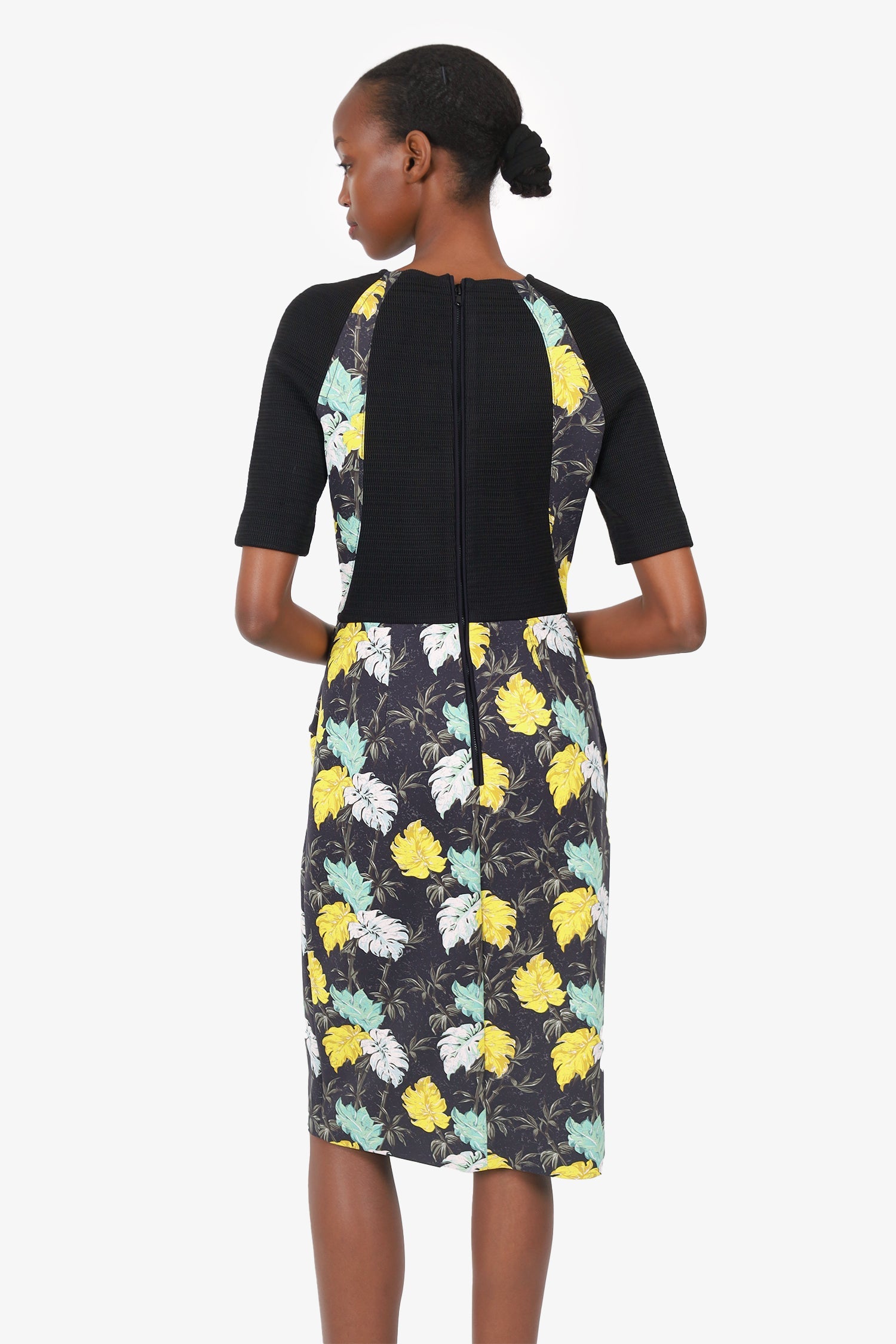 Proenza Schouler Black/Multicolour Floral Print Twisted Midi Dress Size 6