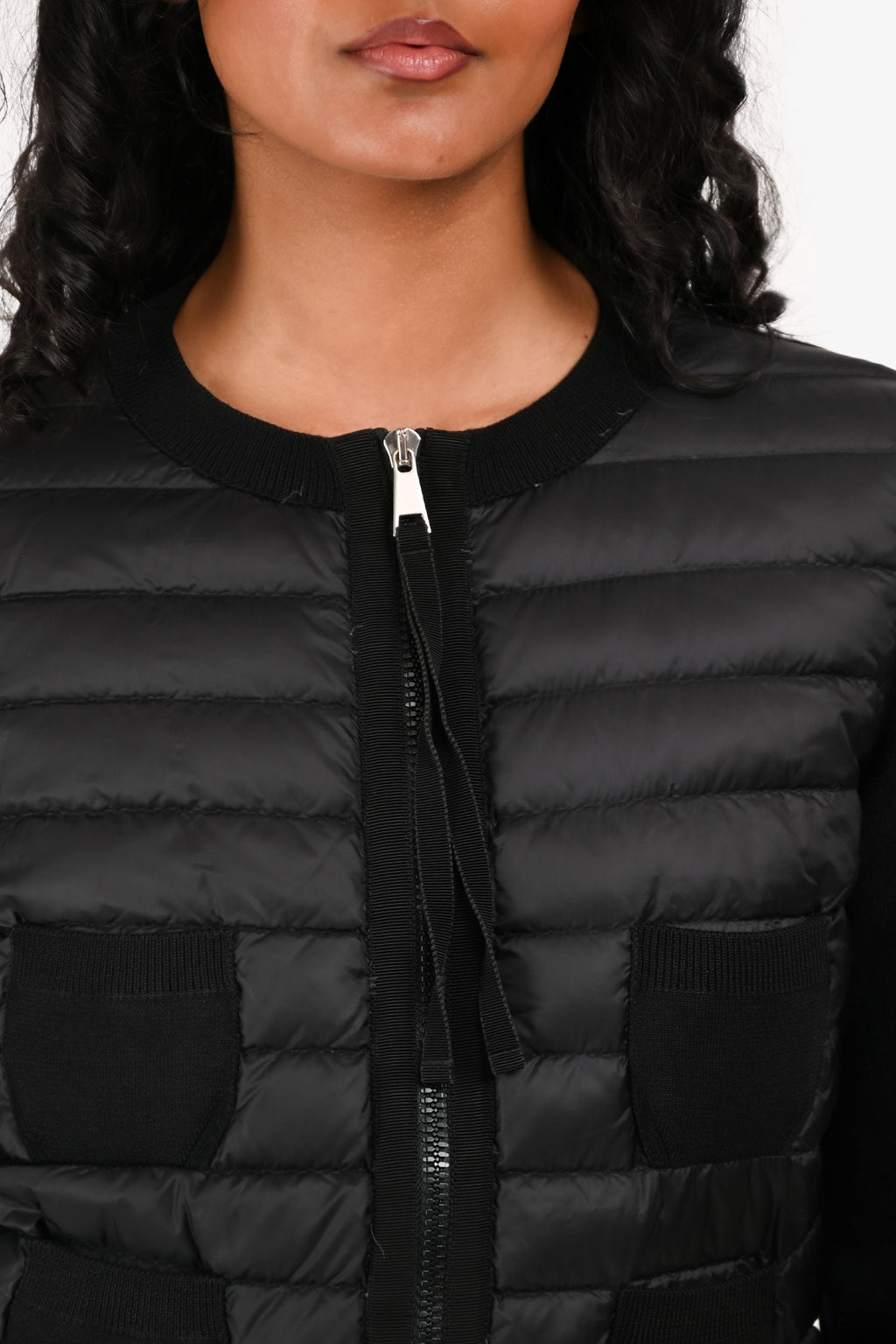 Moncler Black Knit/Nylon Lightweight Jacket Size S
