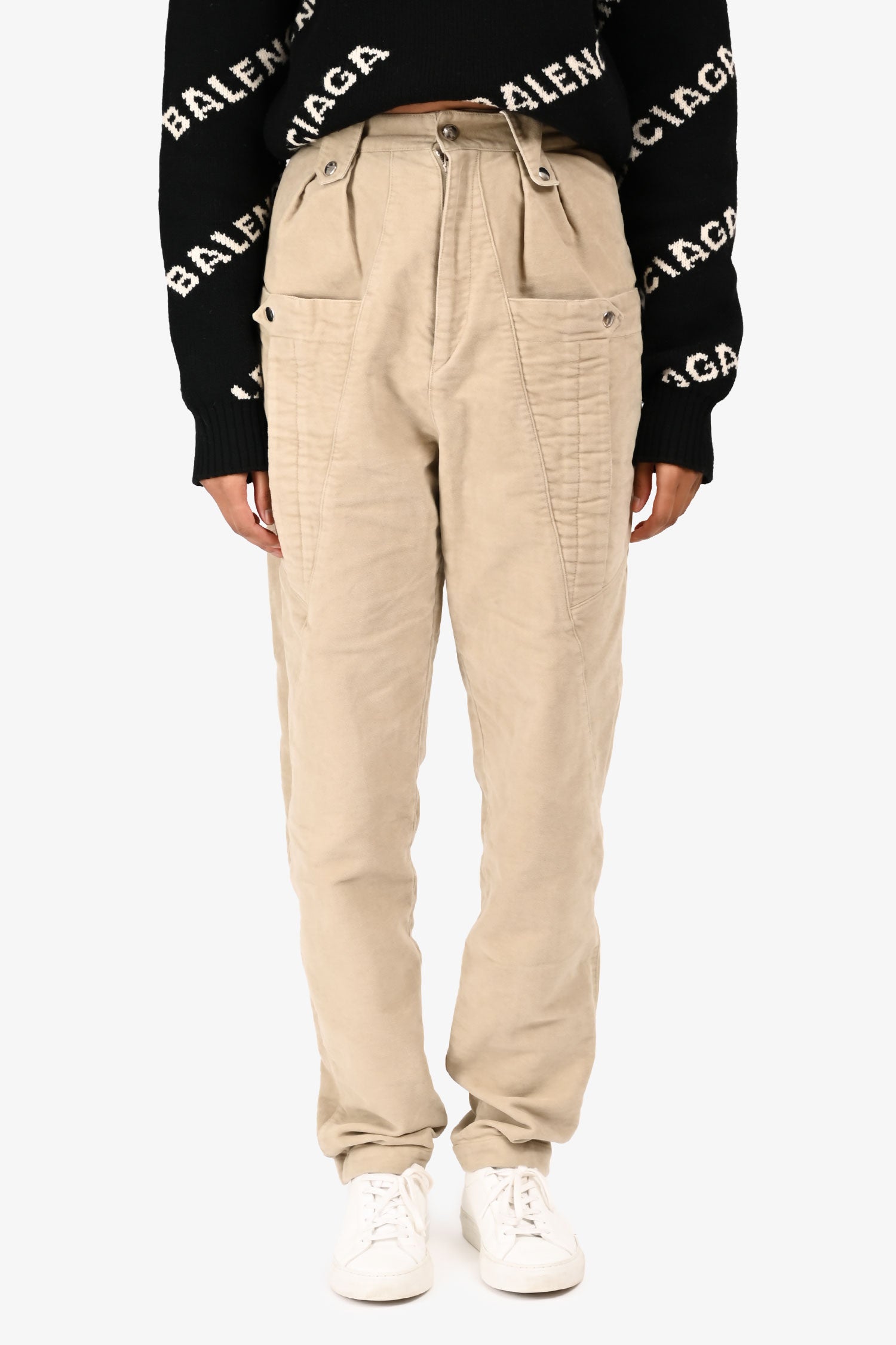 Isabel Marant Taupe High Rise Cargo Pants Size 34