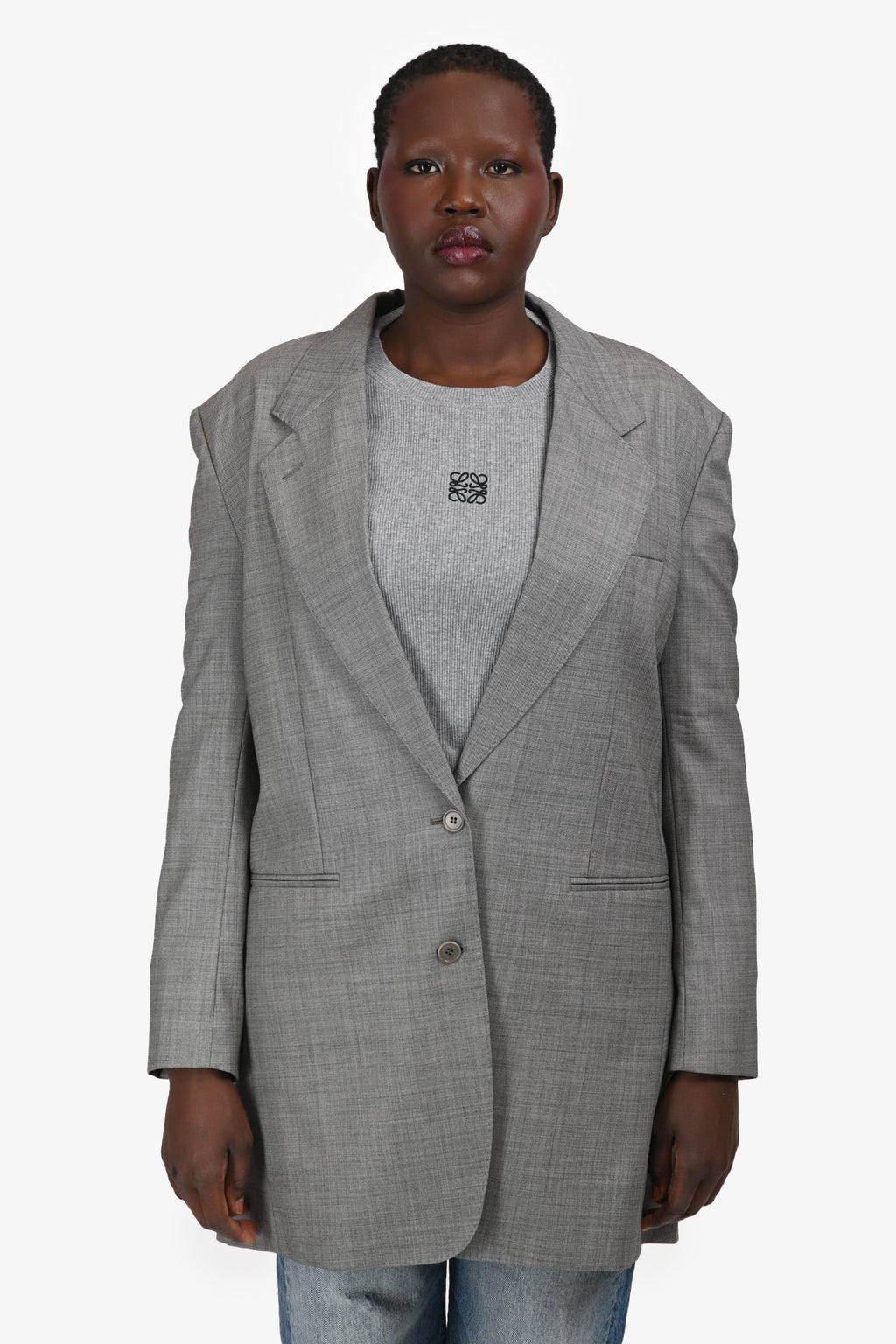 Max Mara Grey Single Breast Blazer Size 8