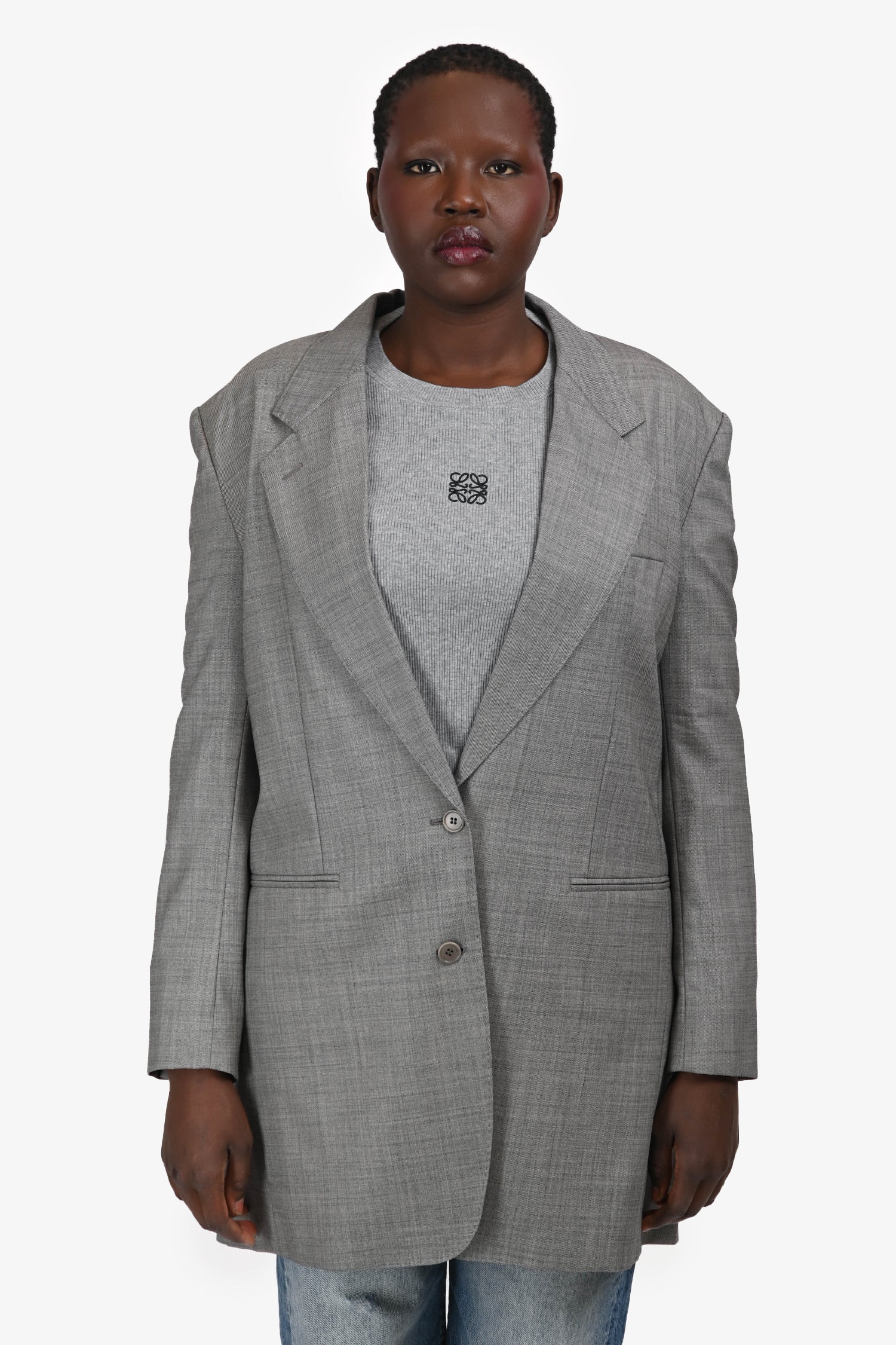 Max Mara Grey Single Breast Blazer Size 8