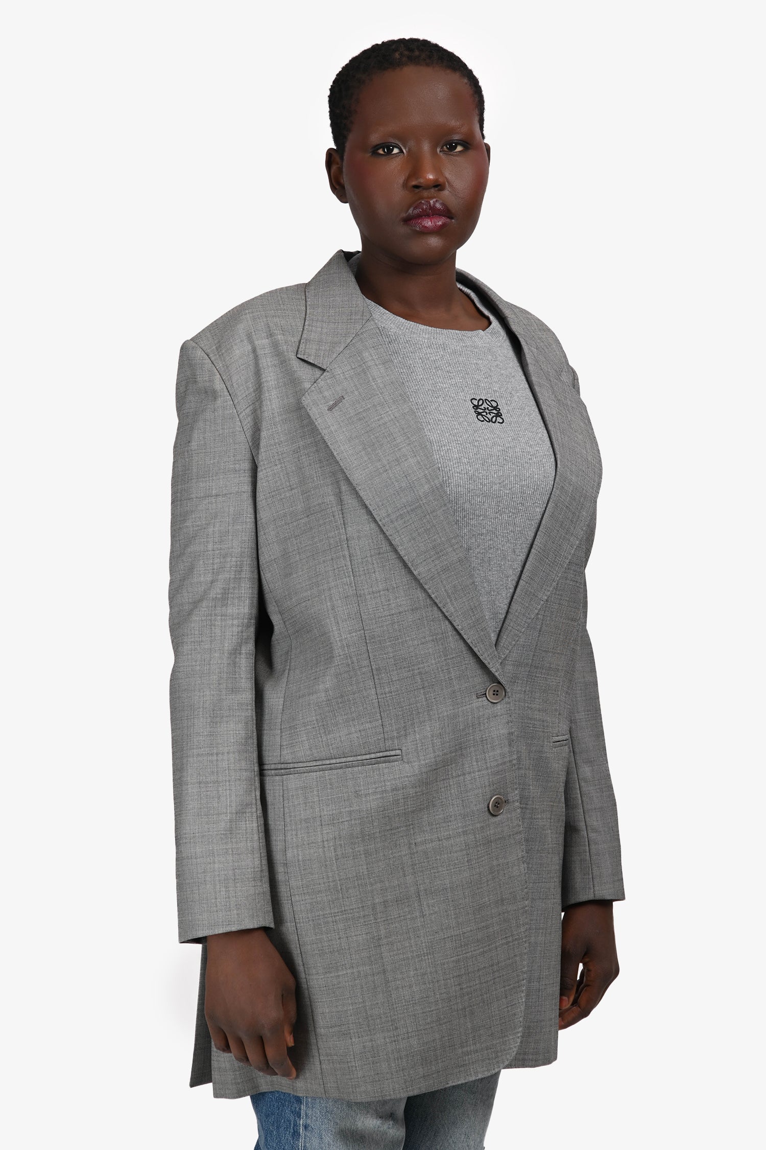 Max Mara Grey Single Breast Blazer Size 8